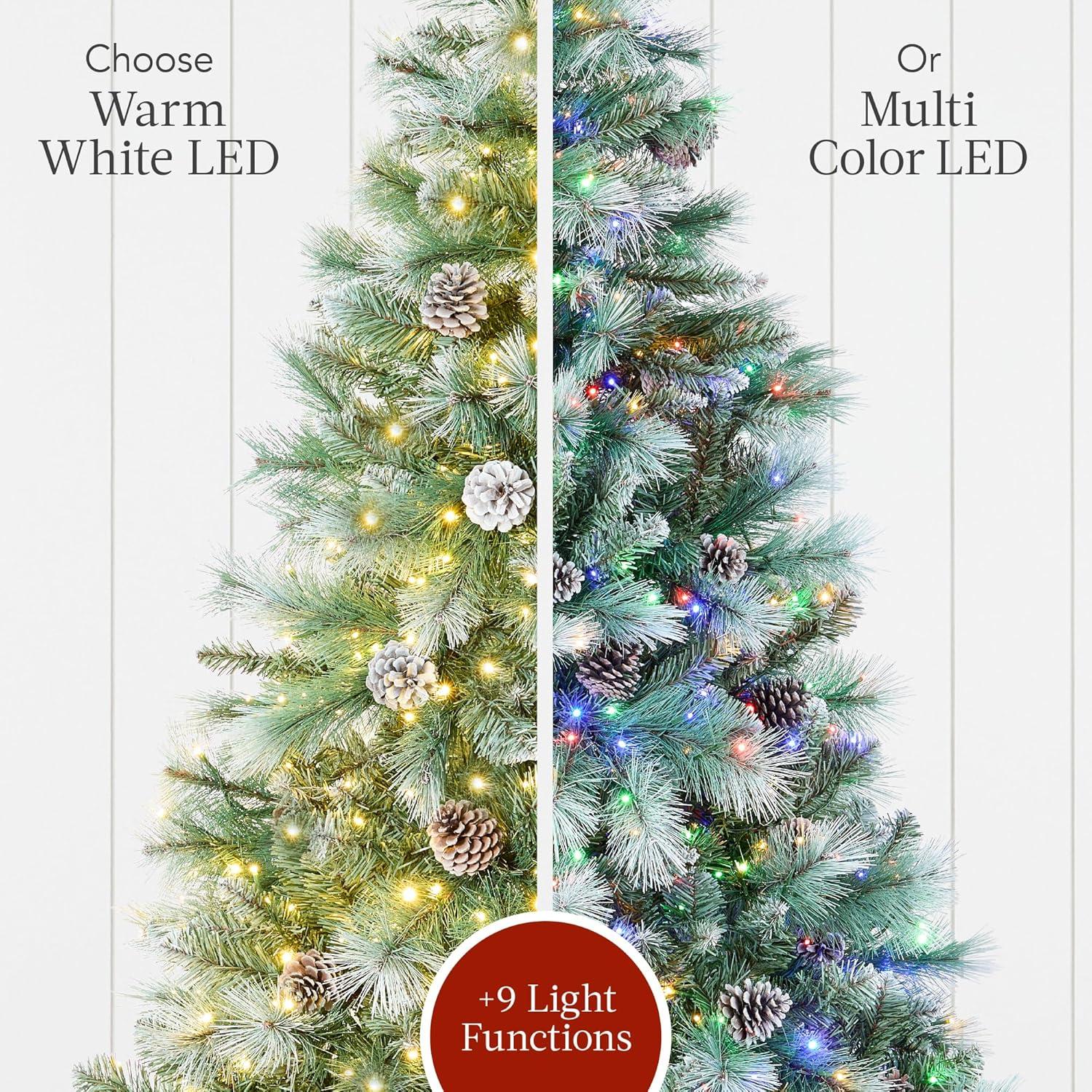 Best Choice Products Pre-Lit Frosted Scotch Pine Christmas Tree w/ 2-In-1 LED Lights