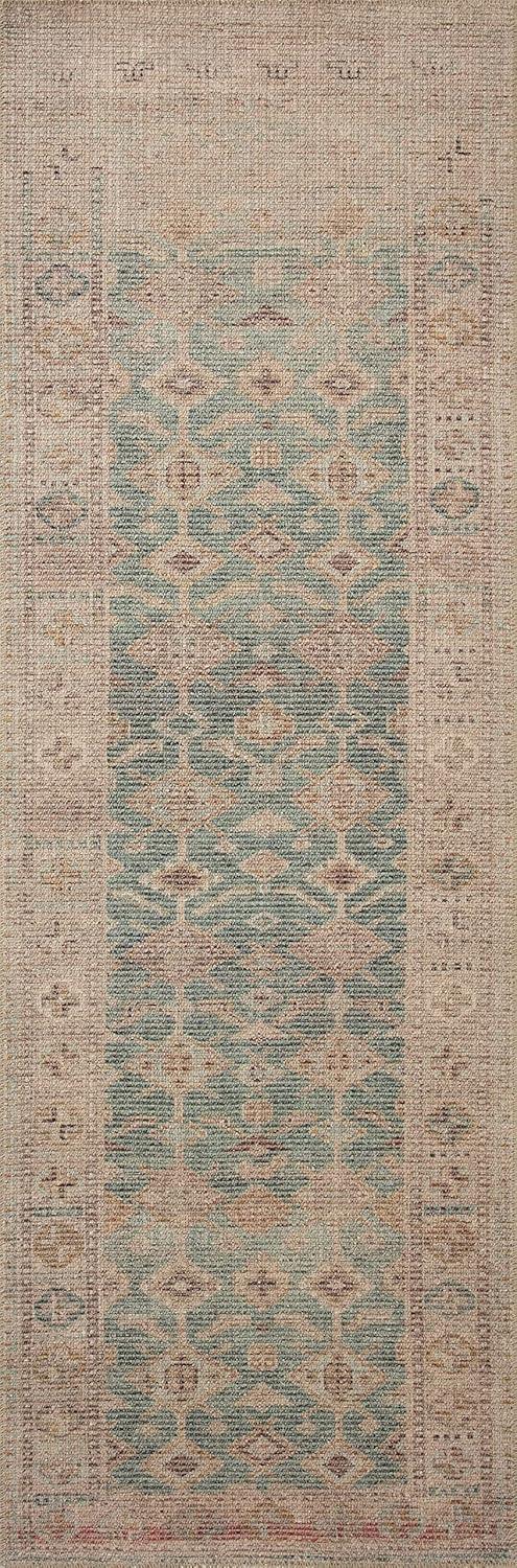 Aubrey Aqua and Sand Rectangular Synthetic Accent Rug