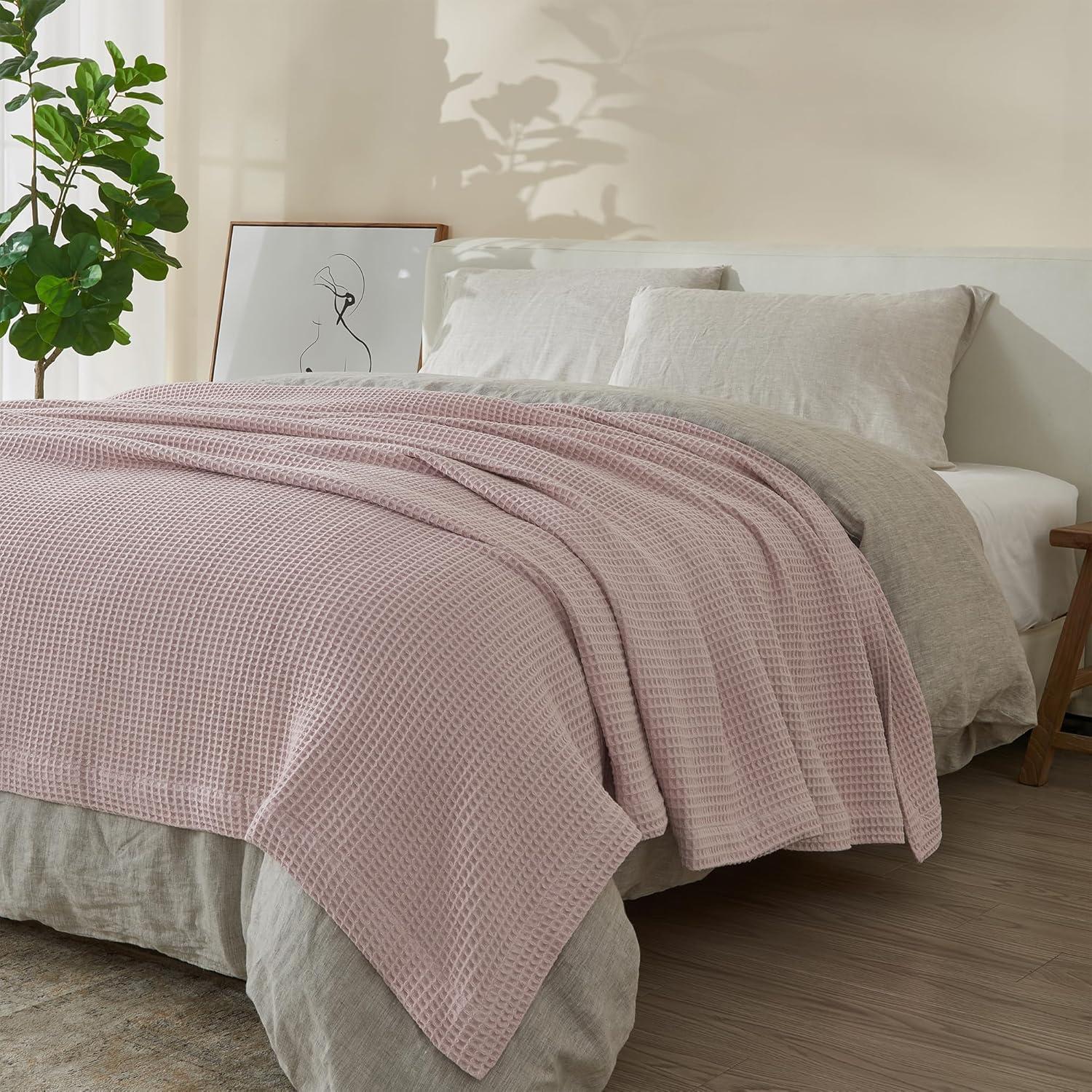 Vintage Comfort 100% Cotton Waffle Weave Thermal Bed Blanket, Twin