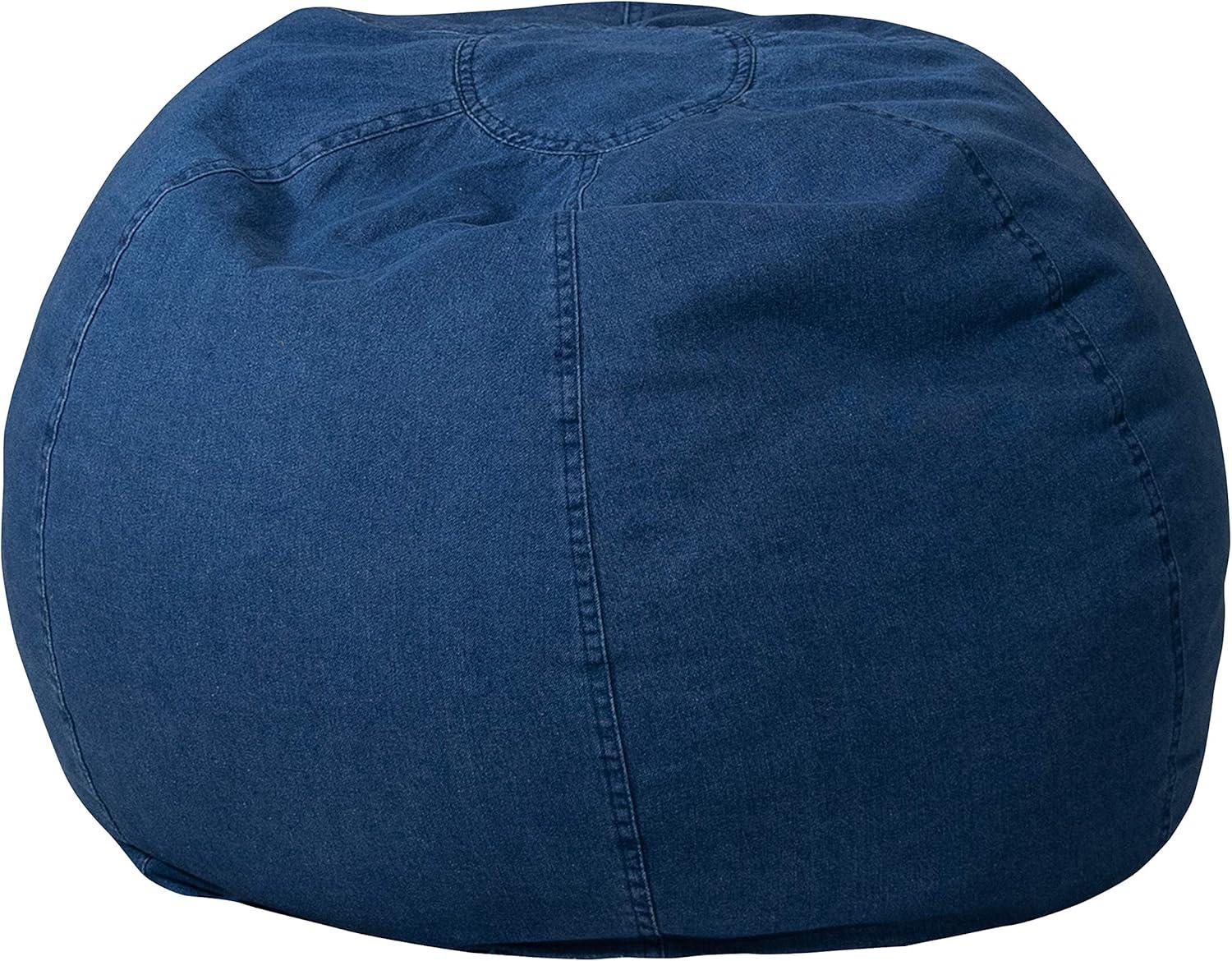 Emma and Oliver Small Denim Refillable Bean Bag Chair for Kids and Teens