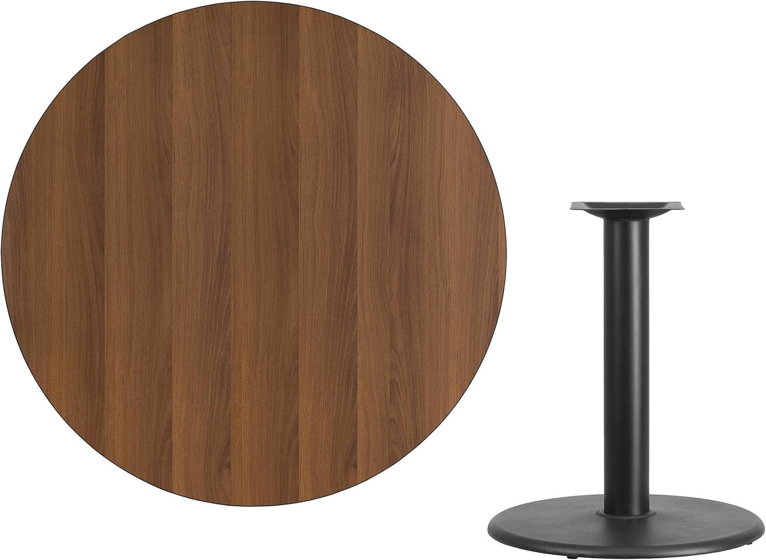 Contemporary 42'' Round Walnut Laminate Dining Table