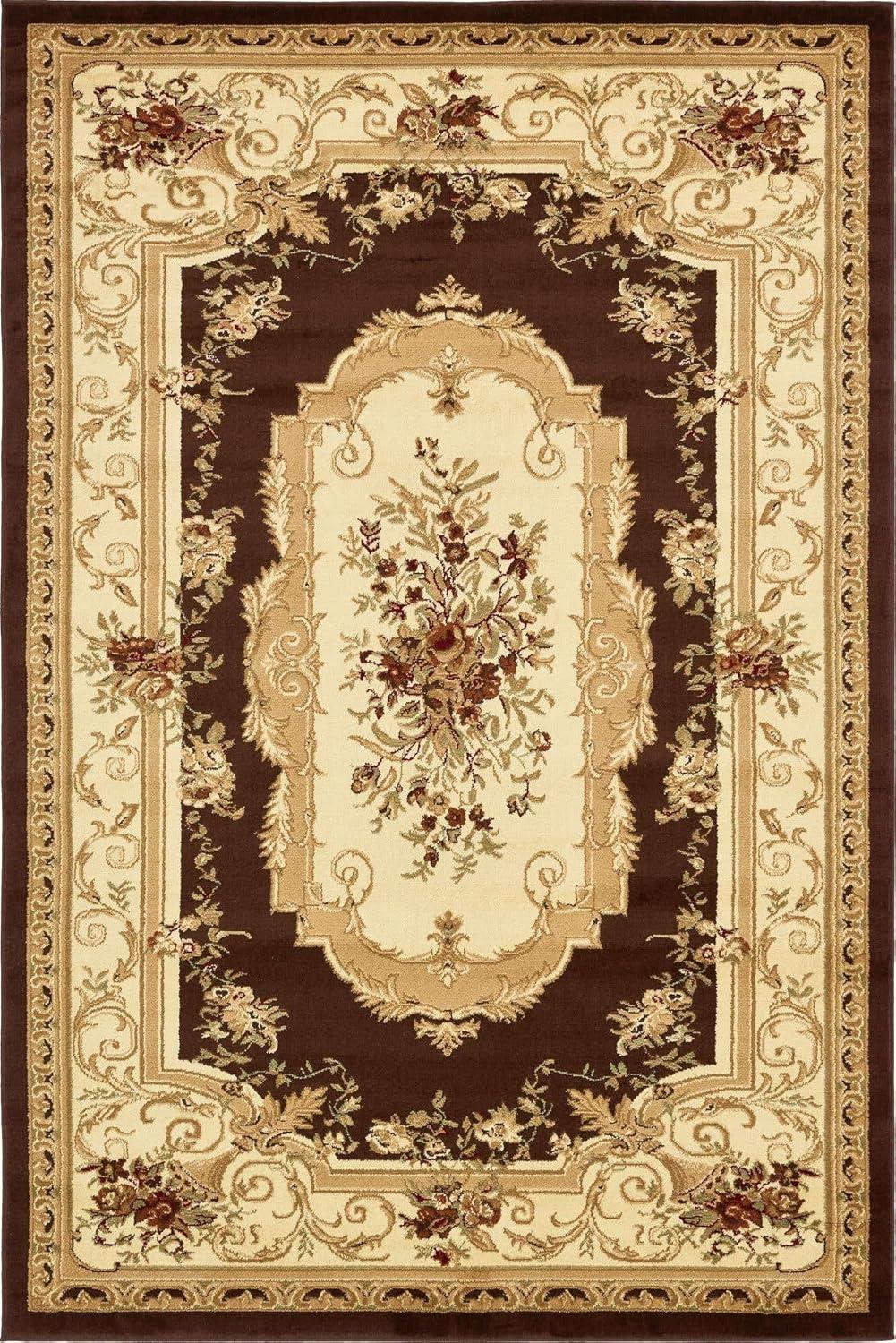 Unique Loom Versailles Collection Area Rug - Henry (6' 1" x 9' Rectangle Brown/Cream)