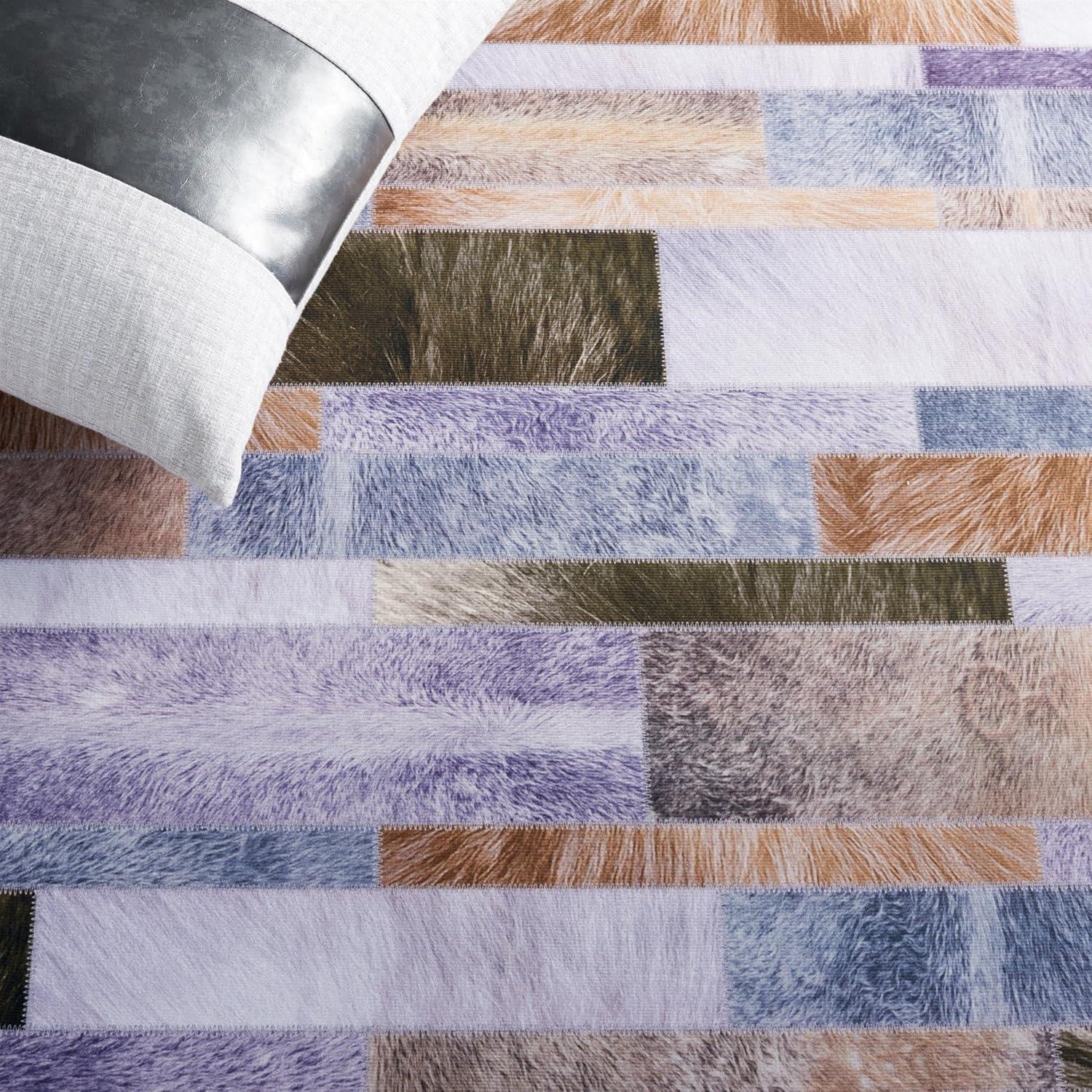 Faux Hide FAH515 Power Loomed Machine Washable Runner Rug - Beige/Purple - 2'6"x8' - Safavieh.