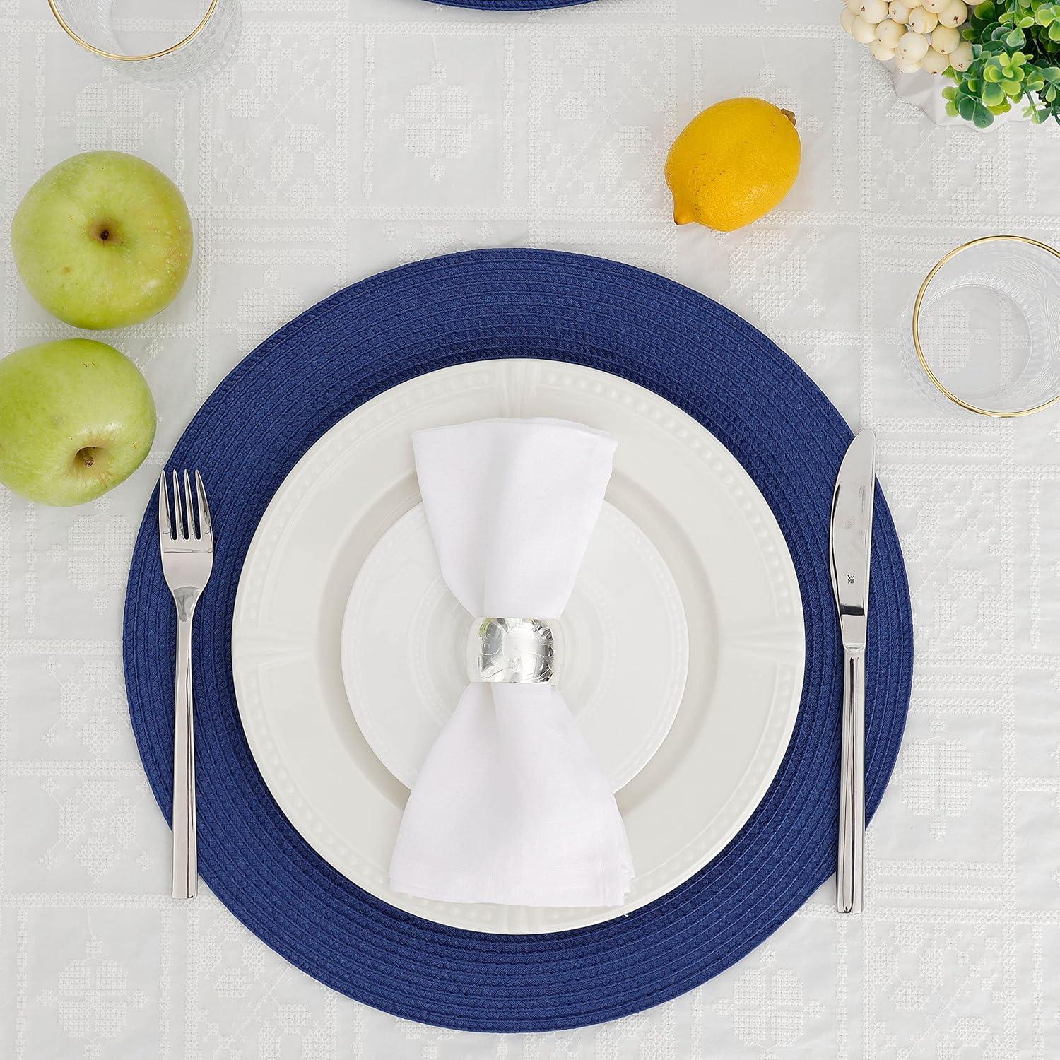 DII Nautical Blue Round Polypropylene Woven Placemat (Set of 6)