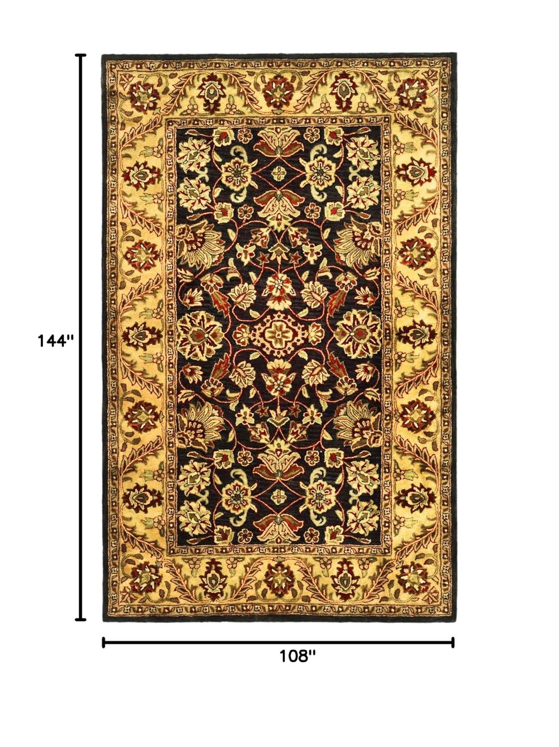 Elegant Noir & Gold Hand-Tufted Wool Cotton Blend 9' x 12' Area Rug