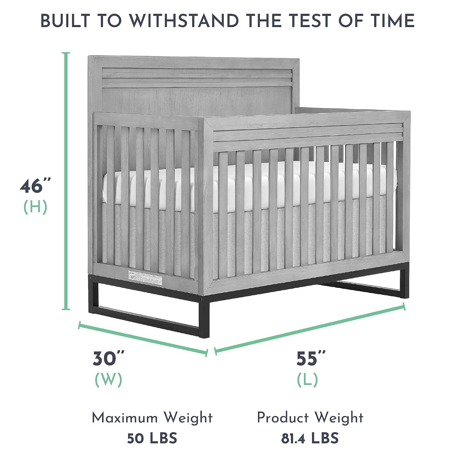 Imperial Grey Hardwood Convertible Crib for Newborns and Toddlers