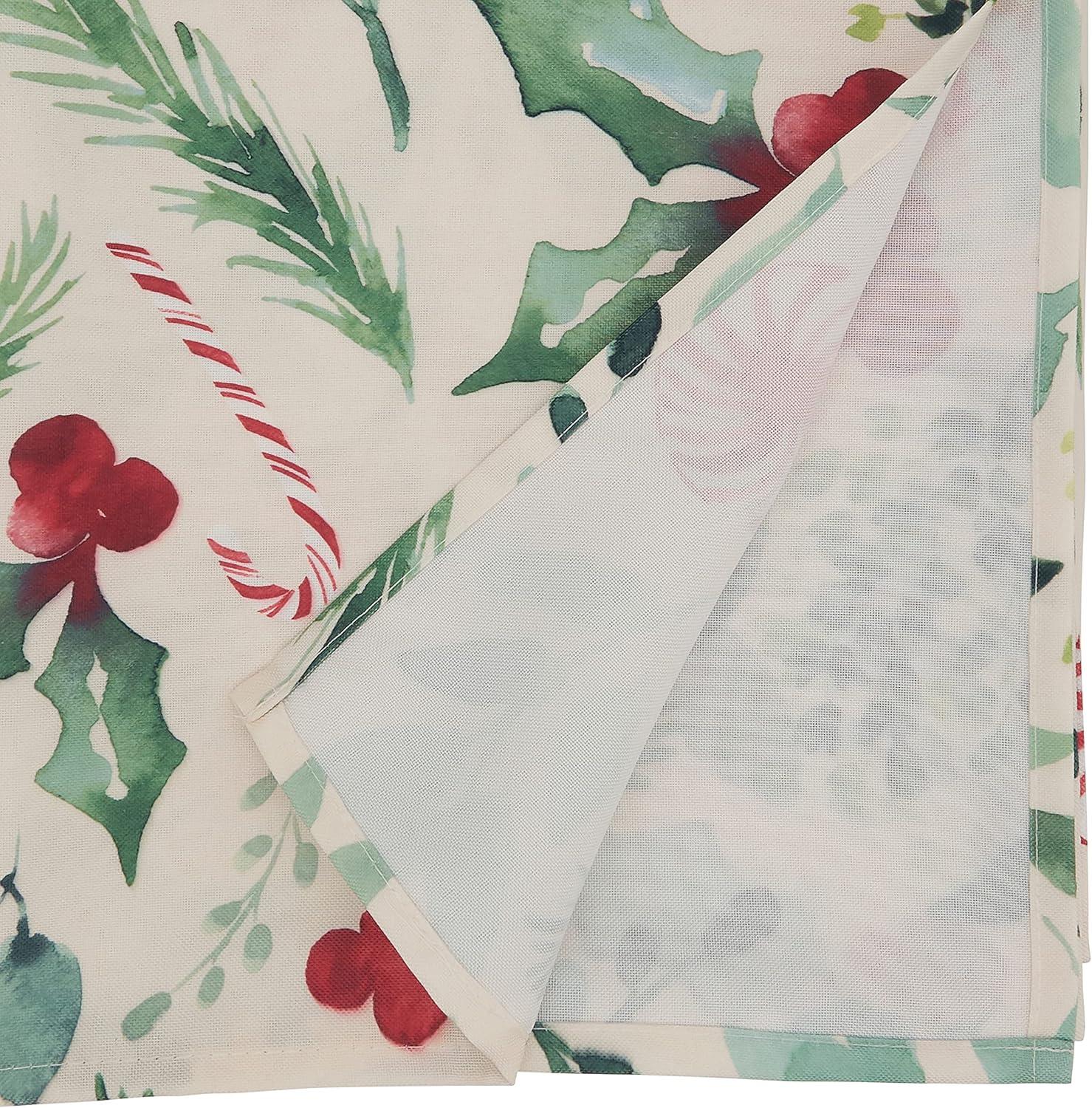 65 x 120 in. Oblong Christmas Foliage & Candy Canes Tablecloth