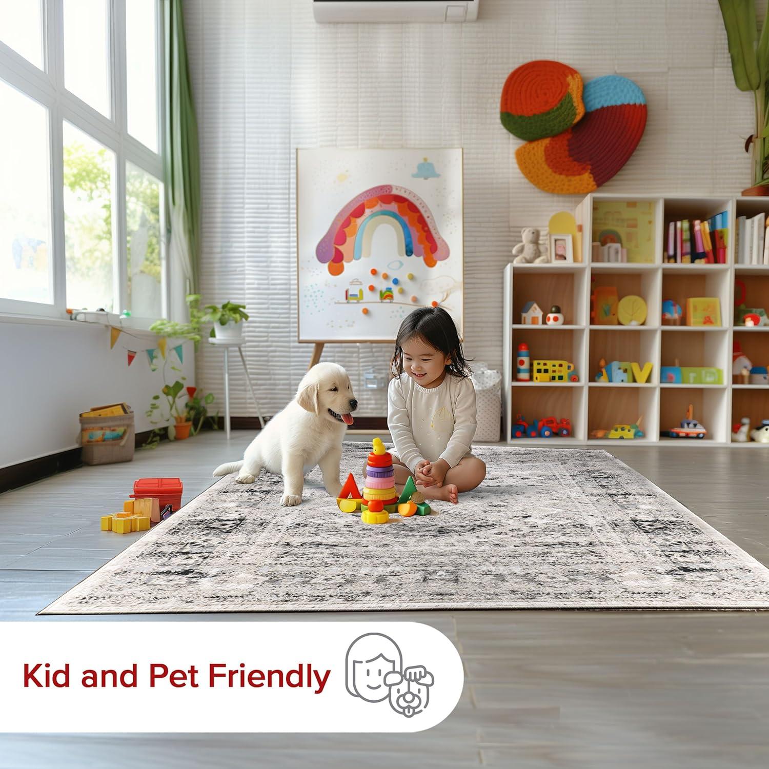 nuLOOM Shaunte Vintage Speckled Area Rug, 5', Silver