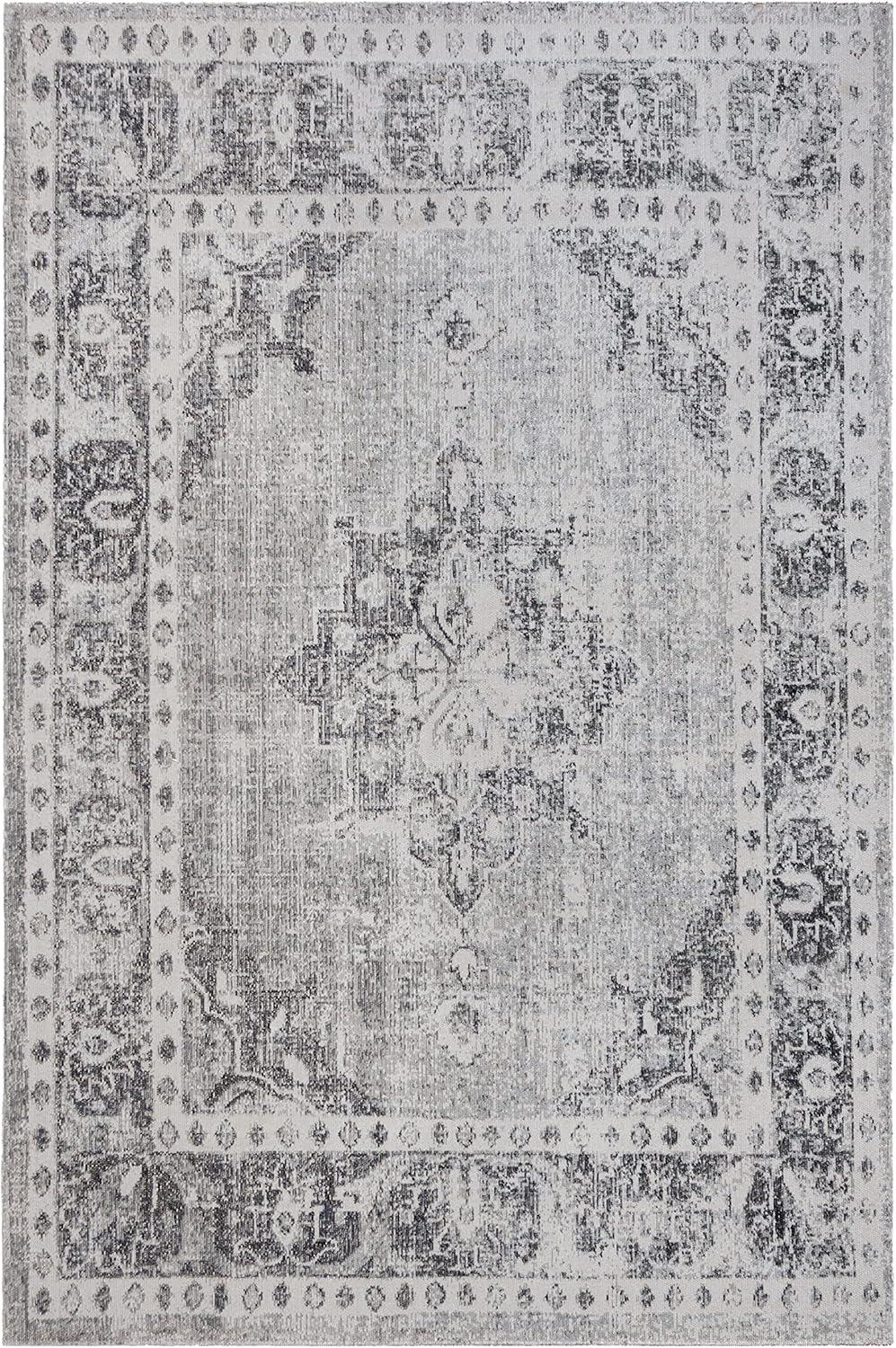 Montage MTG308 Power Loomed Indoor/Outdoor Accent Rug - Grey/Ivory - 4'x6' - Safavieh