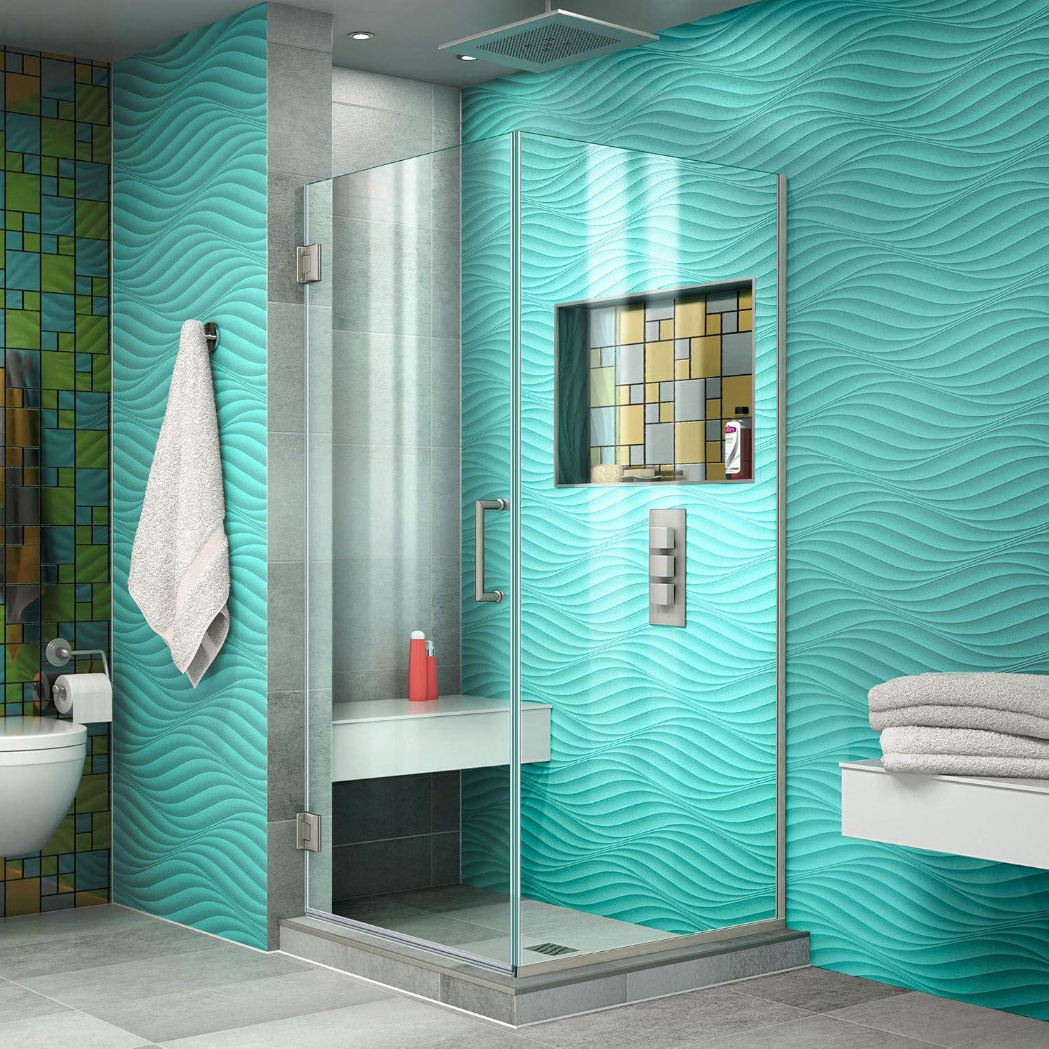 Unidoor Plus 30.375" W x 30" D x 72" H Frameless Pivot Rectangle Shower Enclosure