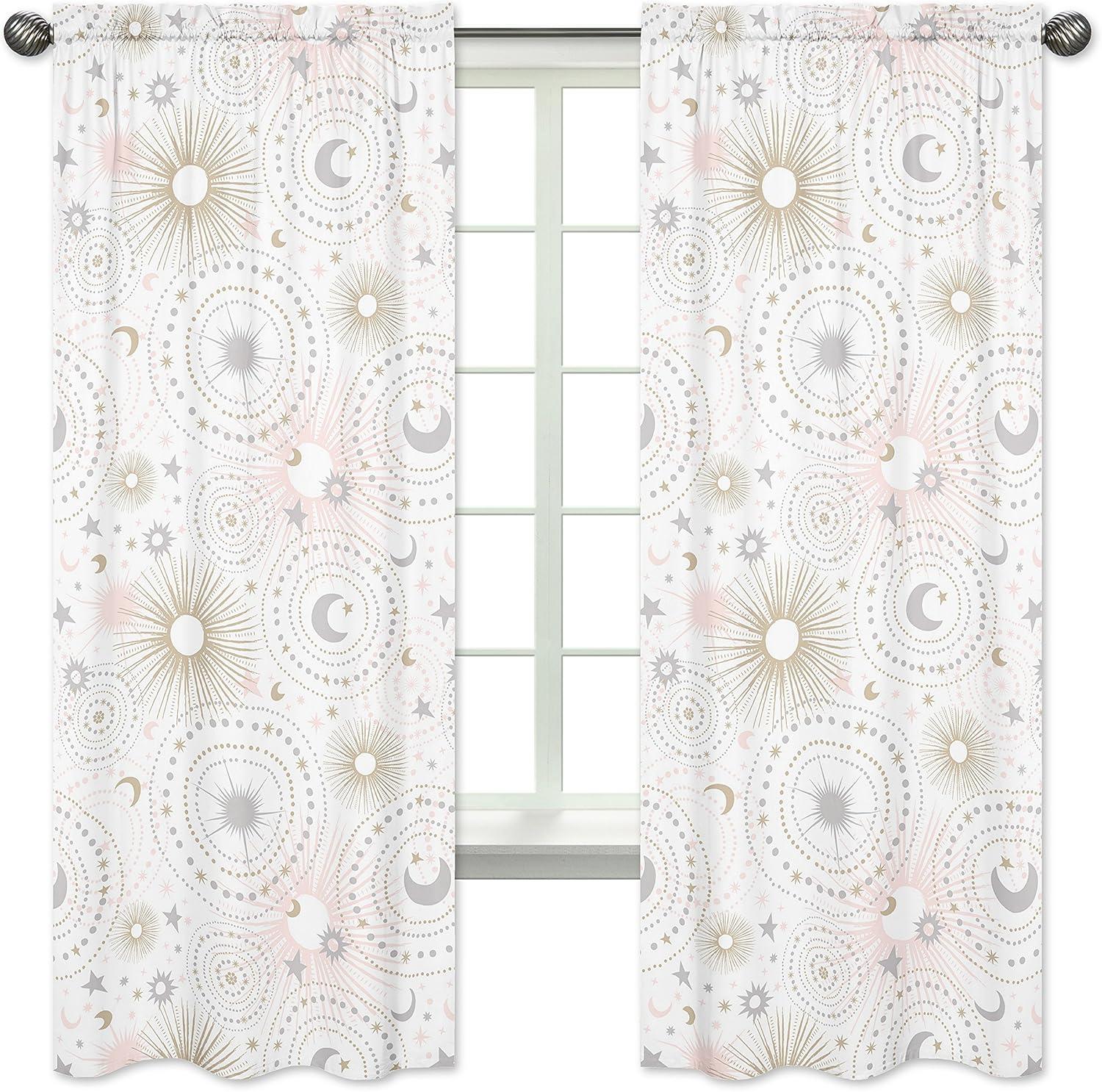 Sweet Jojo Designs Celestial Geometric Semi-Sheer Rod Pocket Curtains/Drapes (Set of 2)