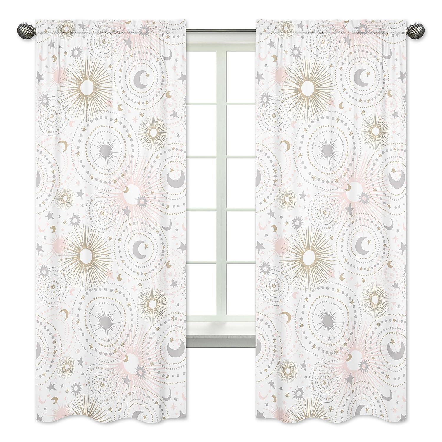 Sweet Jojo Designs Celestial Geometric Semi-Sheer Rod Pocket Curtains/Drapes (Set of 2)