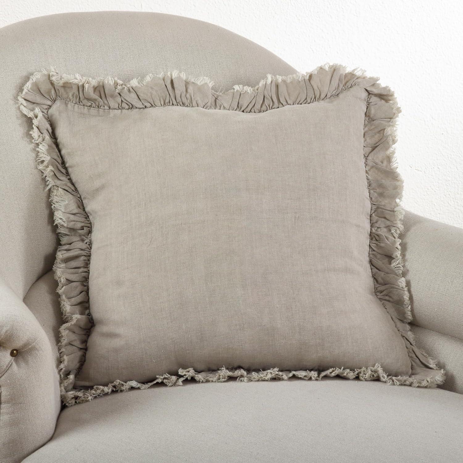 Saro Lifestyle Ruffled Linen Down Filled Throw Pillow