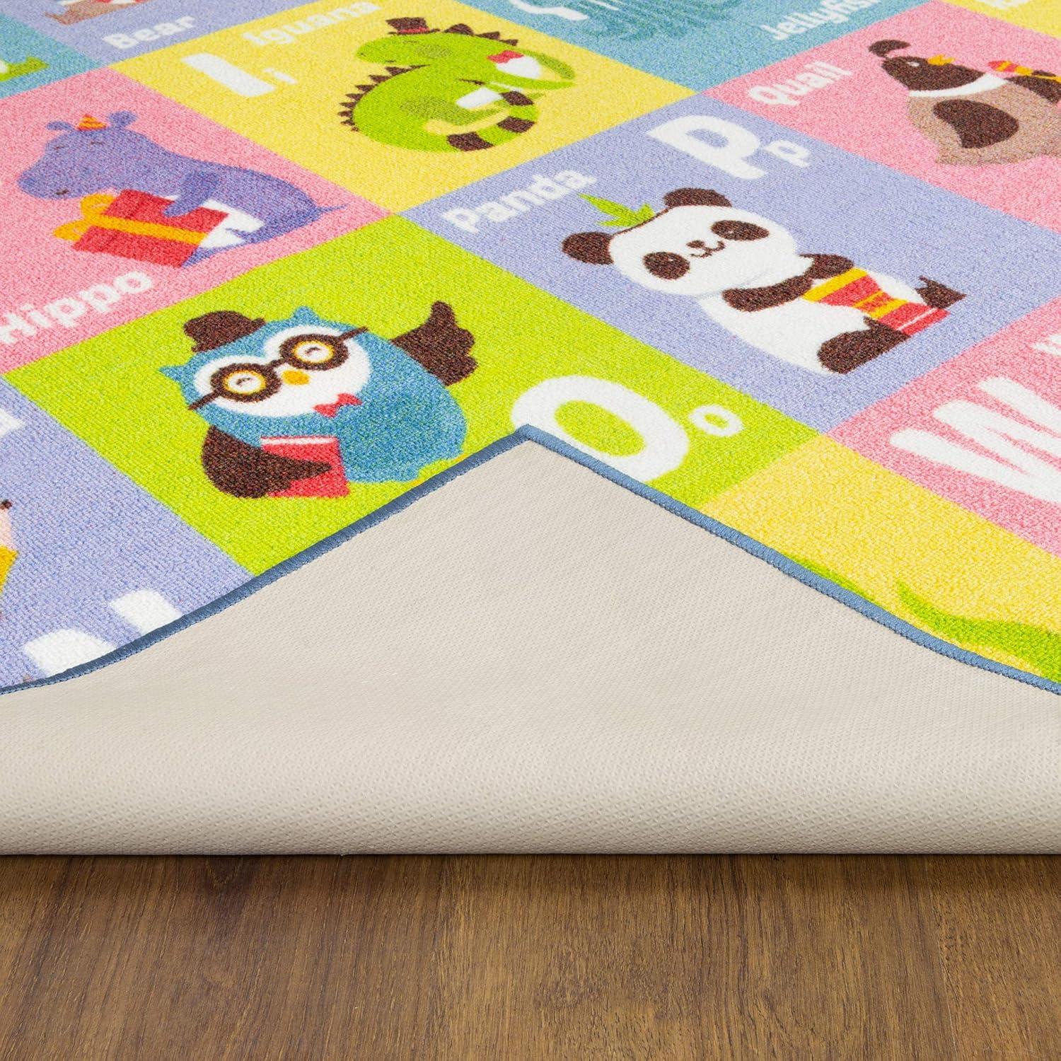 KC CUBS Boy & Girl Kids ABC Alphabet Animal Educational Learning & Fun Game Play Area Non Slip Nursery Bedroom Classroom Rug Carpet, 3' 3" x 4' 11"