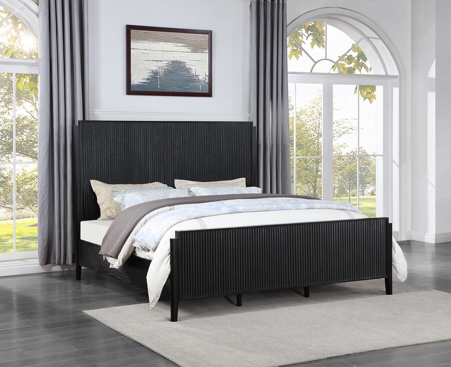 Kirby Kha Brookmead Wood Panel Bed Black | Wayfair