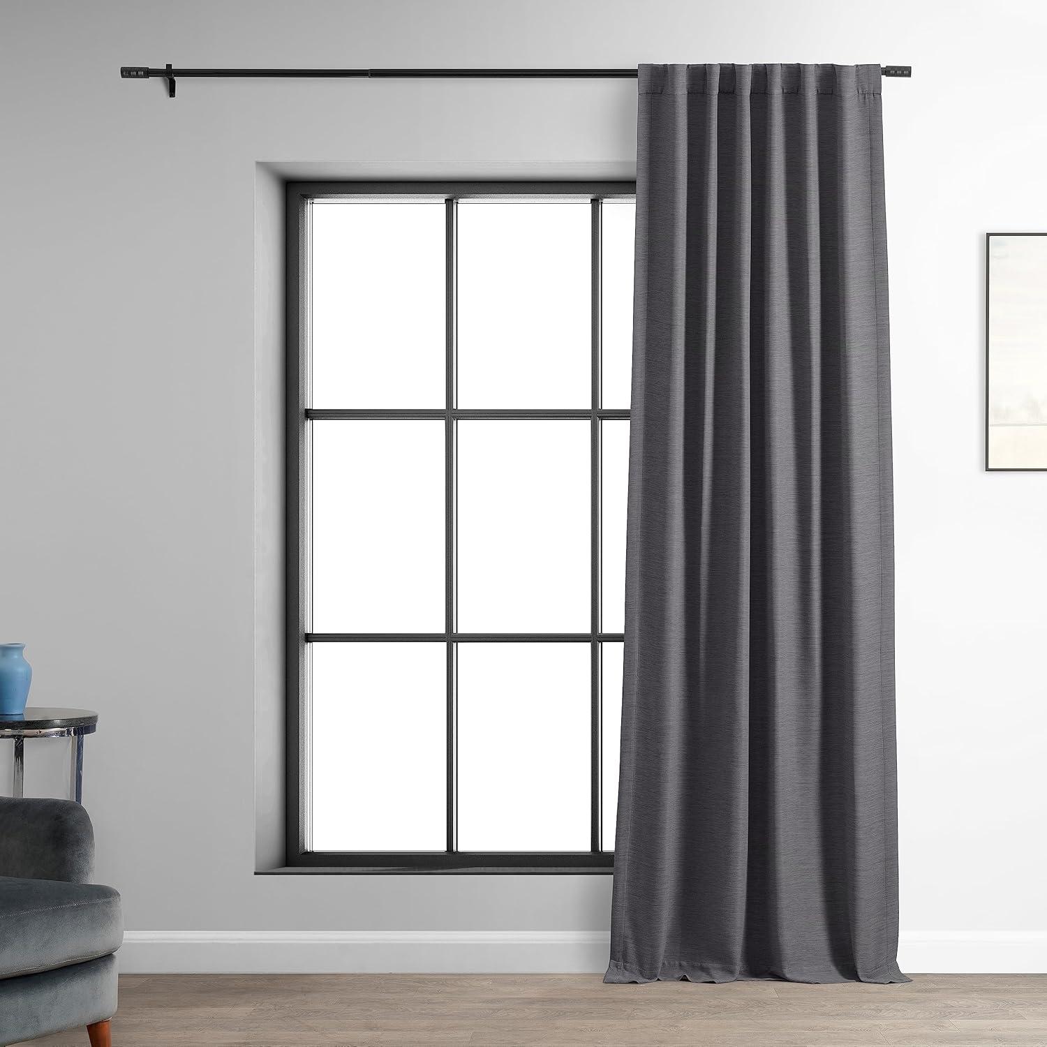 Armour Grey Puddle Length Blackout Drape Panel