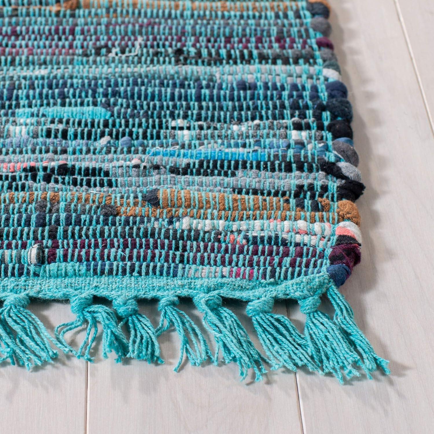 Rag Accent Rug RAR121 Hand Woven Accent Rug - Blue/Multi - 2'6"x4' - Safavieh.