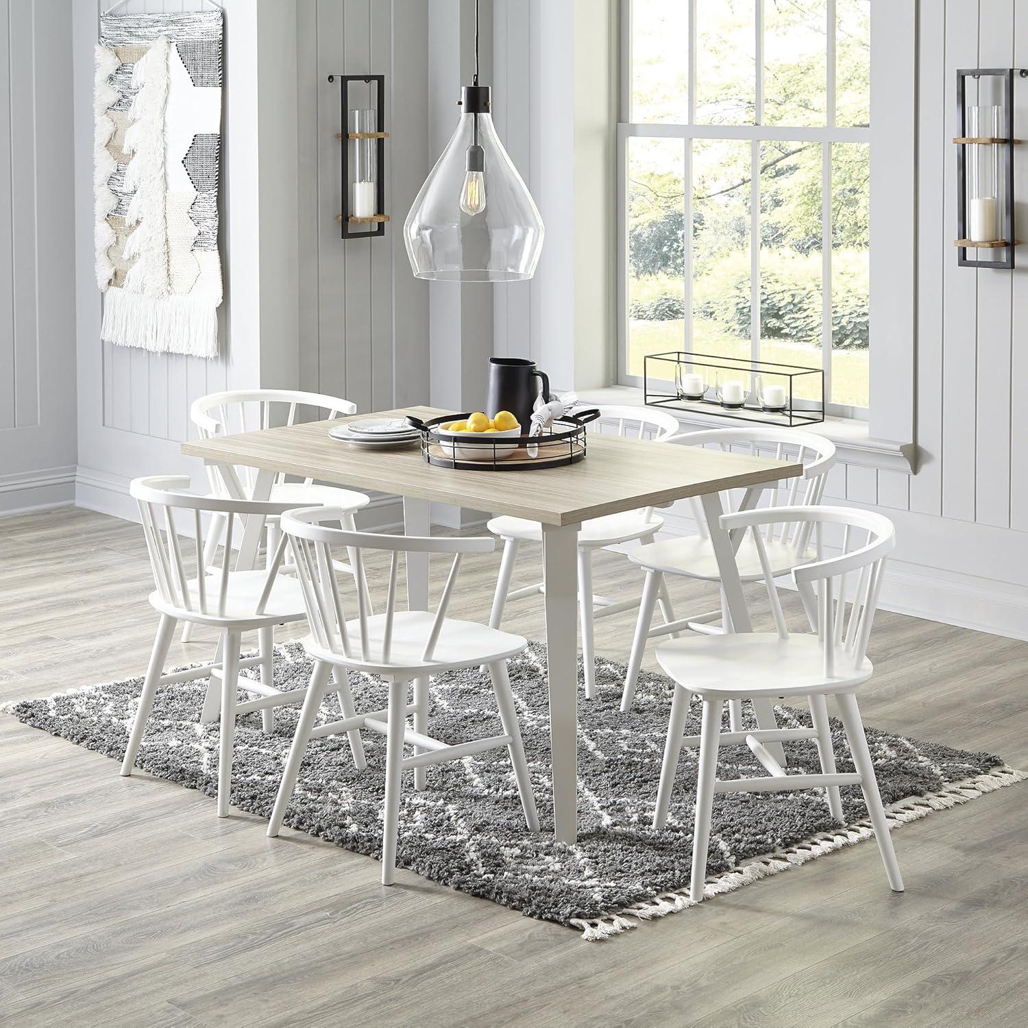 Beige and White Rectangular Wood Dining Table, 55"