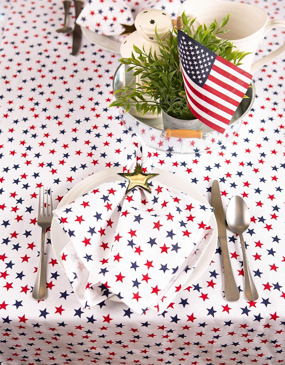 DII Americana Stars Print Tablecloth 70 Round