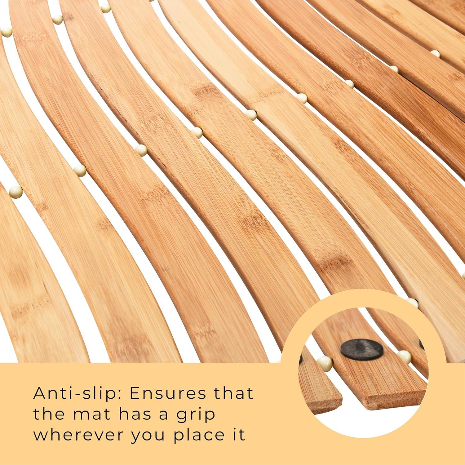 Prosumer's Choice Bamboo Bath Mat - Natural Wood Shower and Bathroom Rug - Versatile Indoor and Outdoor Use - Premium Packaging Included - 27.5'' x 19.6" Wooden Bathmat