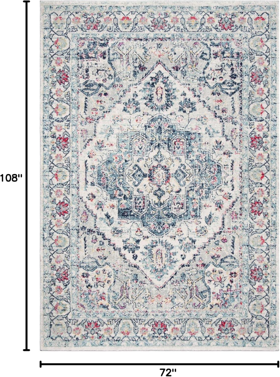 SAFAVIEH Madison Hildred Floral Bordered Area Rug, Navy/Fuchsia, 6' x 9'