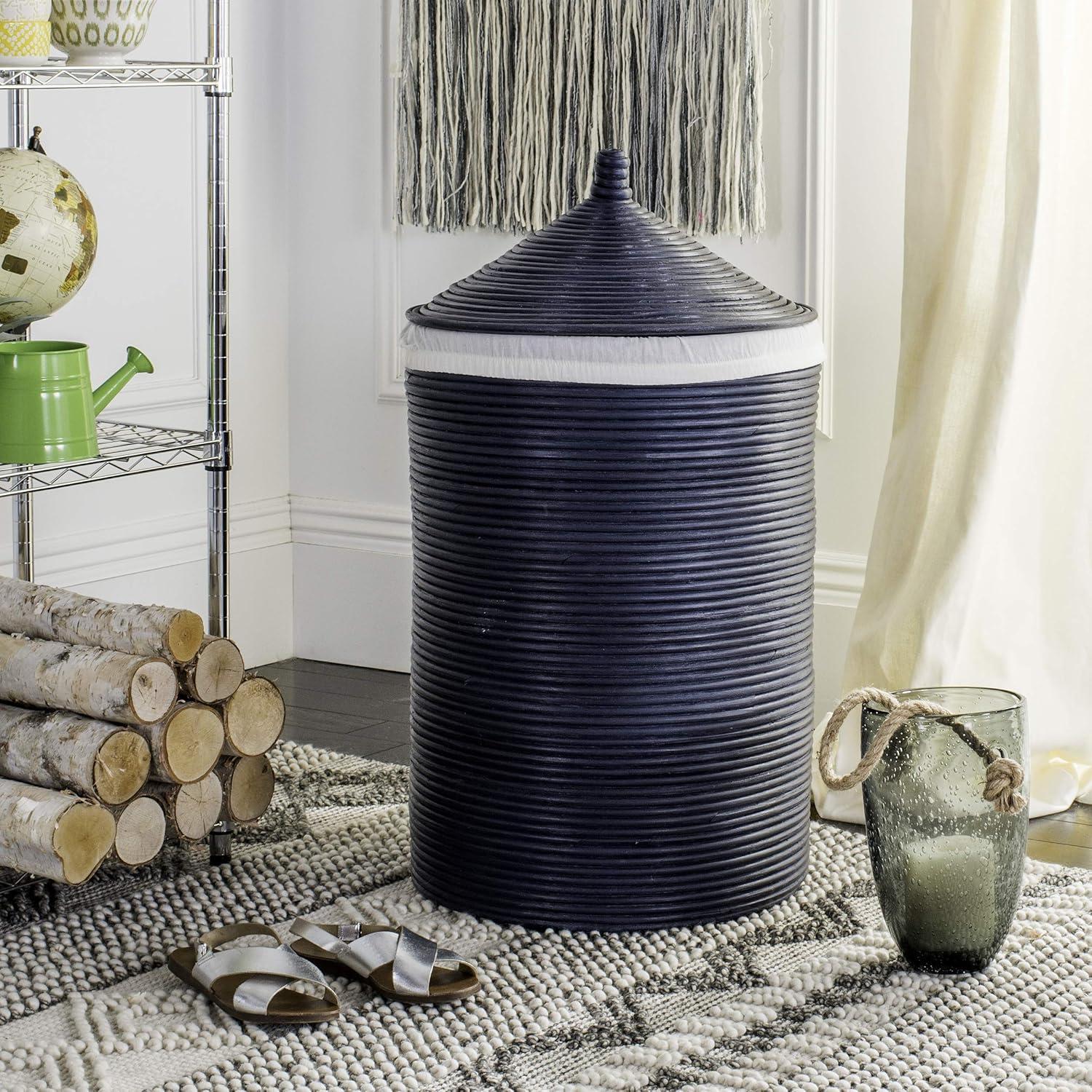Wellington Laundry Basket - White/Navy - Safavieh