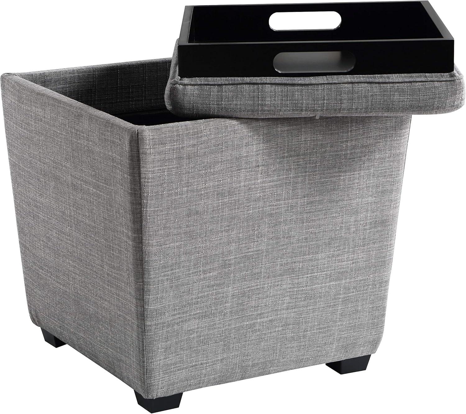 Rockford Storage Ottoman in Dove Gray Fabric