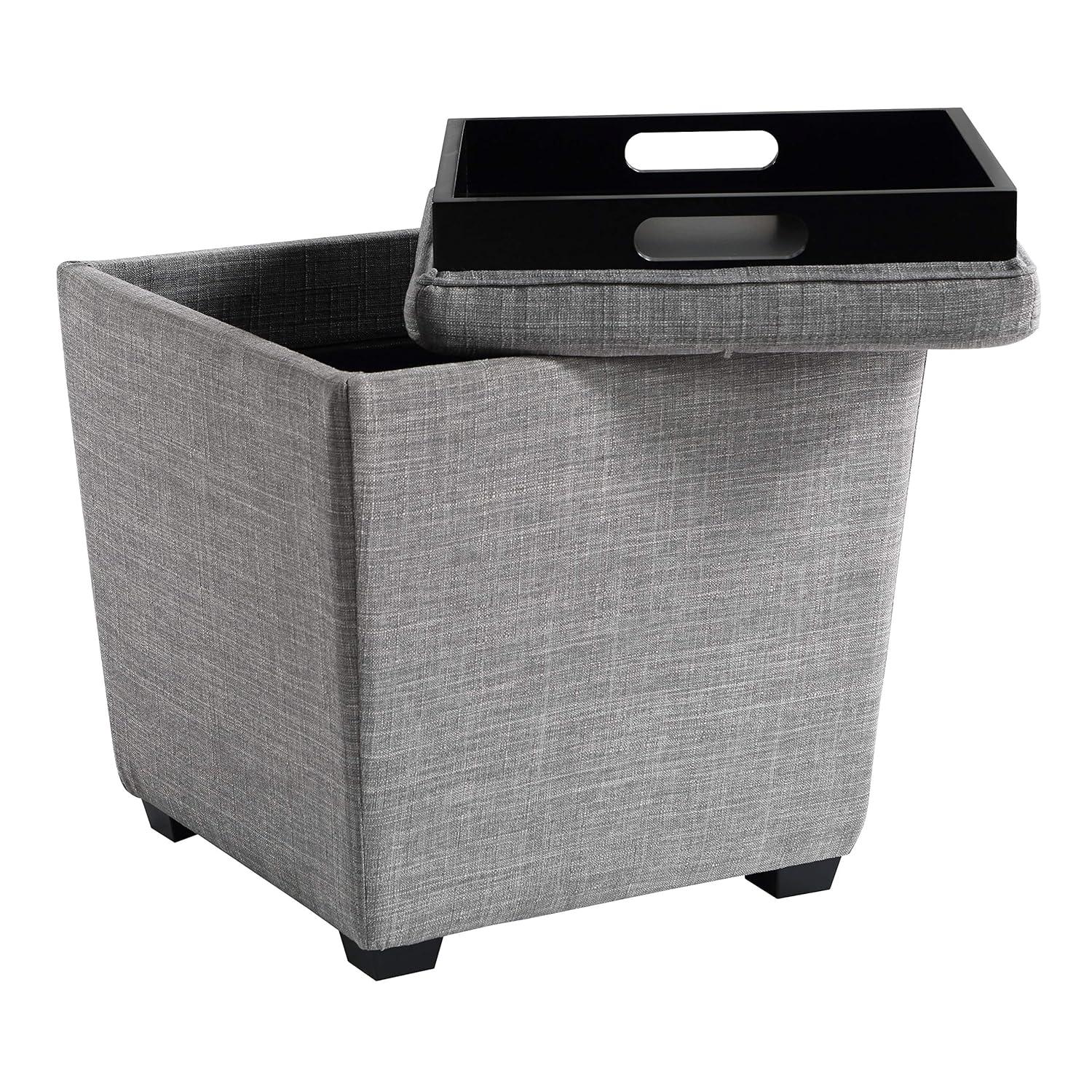 Rockford Storage Ottoman in Dove Gray Fabric