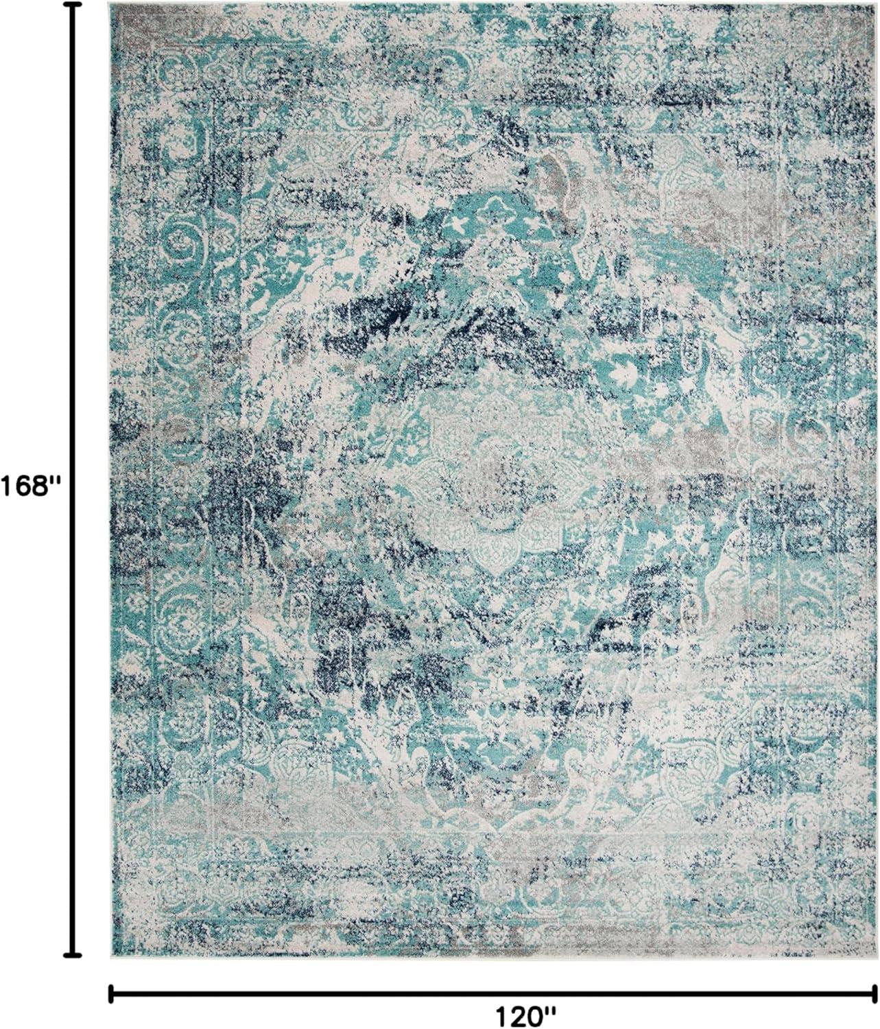 SAFAVIEH Madison Willoughby Overdyed Floral Area Rug, Ivory/Blue, 10' x 14'