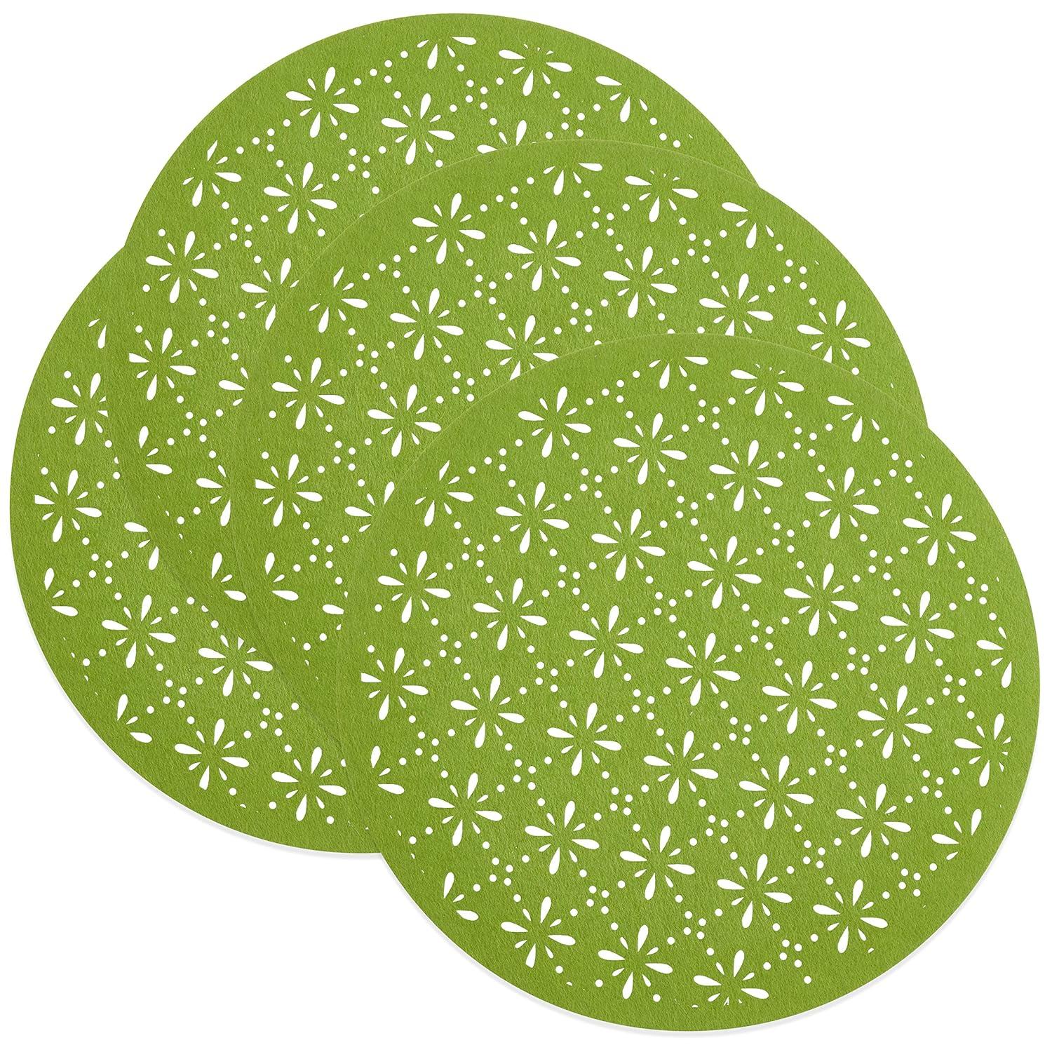 Saro Lifestyle Round Cutwork Felt Table Mats (Set of 4) Kiwi
