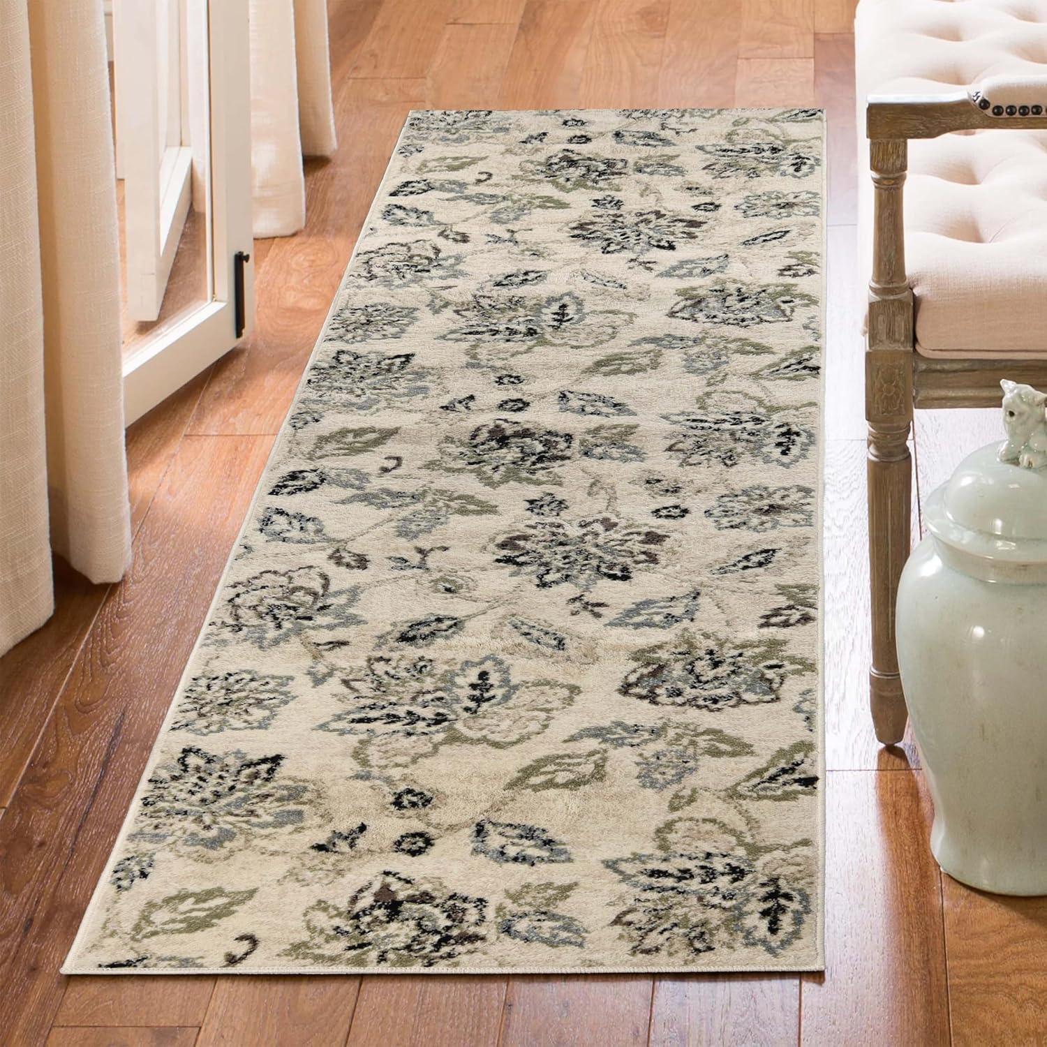 Superior Jacobean Floral Indoor Area Rug, 7' x 9', Stone