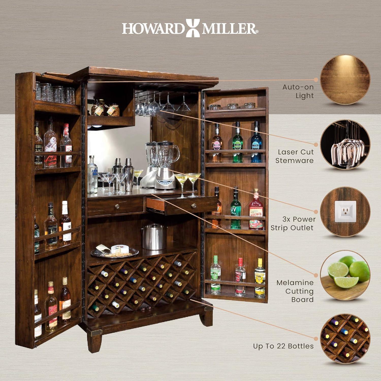 Brauer 40" Brown Hardwood Traditional Bar Cabinet