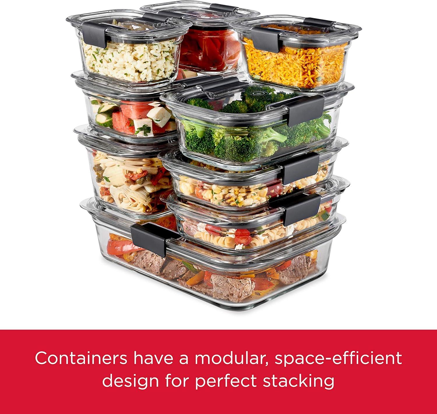 Clear Glass Meal Prep Storage Containers Set with Latching Lids