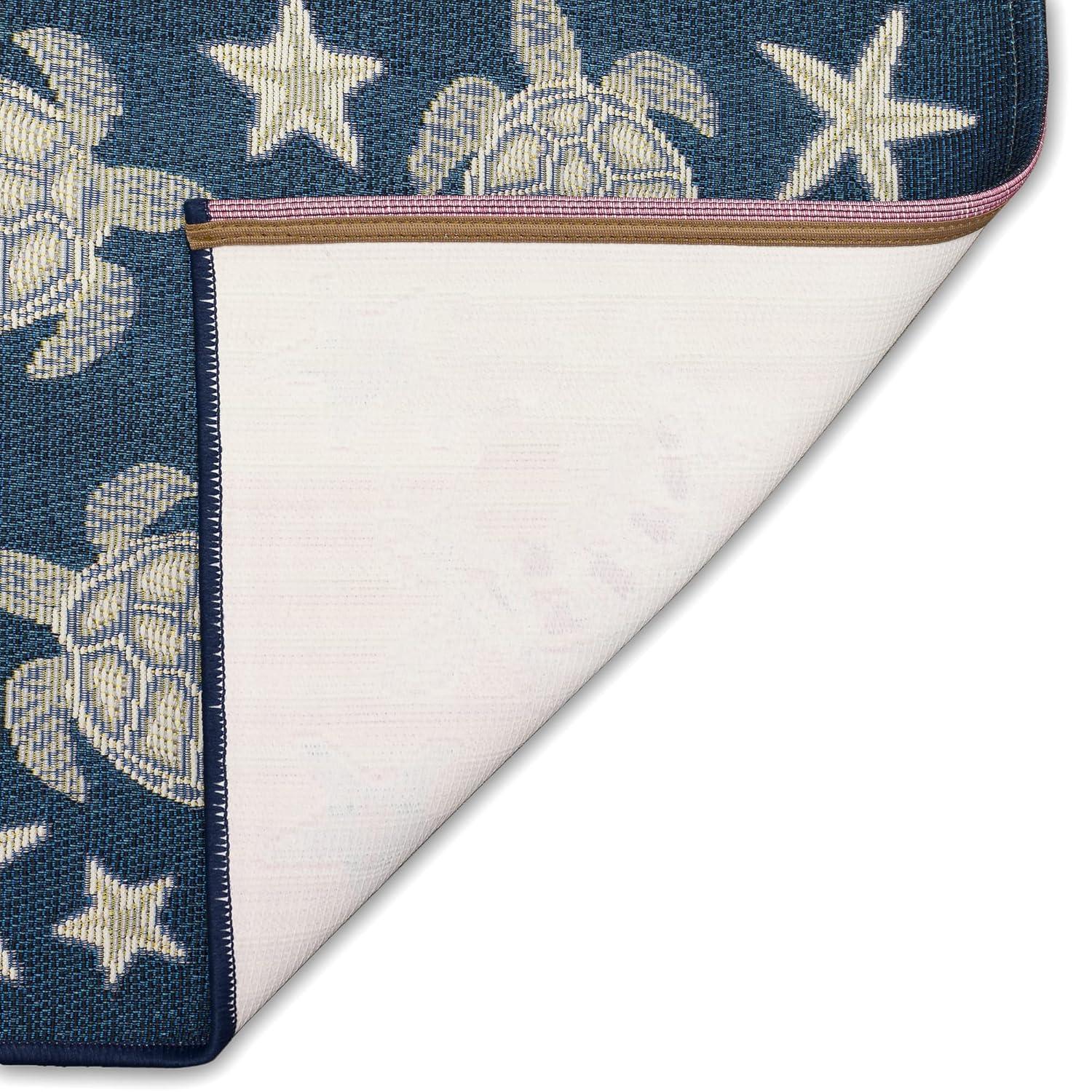 Liora Manne  Esencia Turtle And Stars Indoor/Outdoor Mat 2' x 2'10" - Navy