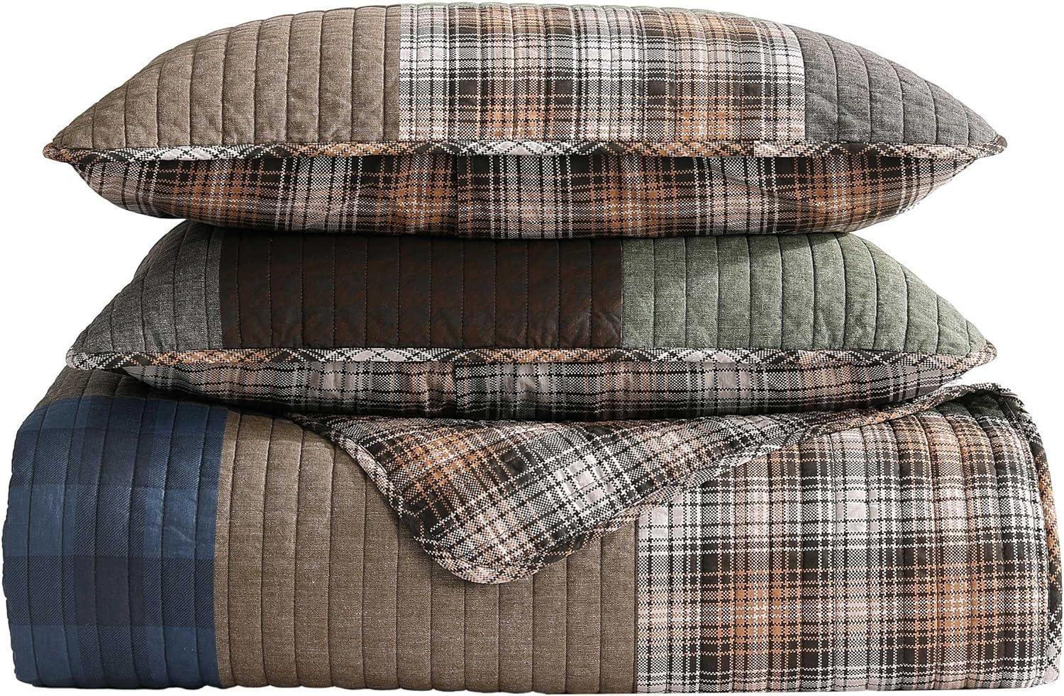 Eddie Bauer Fern Garden Eddie Bauer Classic Patchwork Cotton Reversible Green Quilt Set