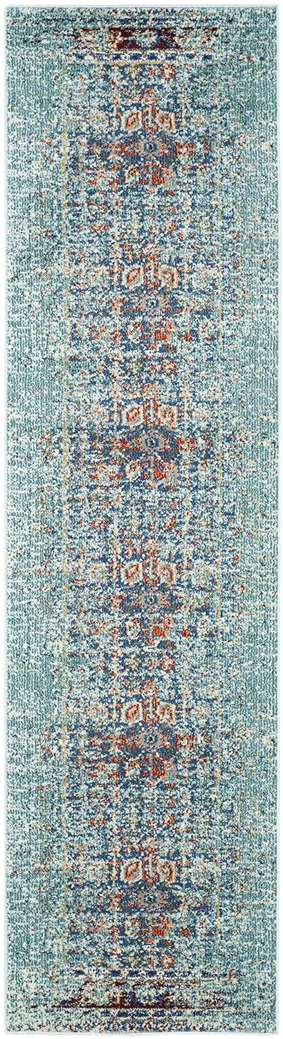 Monaco MNC208 Power Loomed Indoor Runner Rug - Blue/Multi - 2'2"x14' - Safavieh