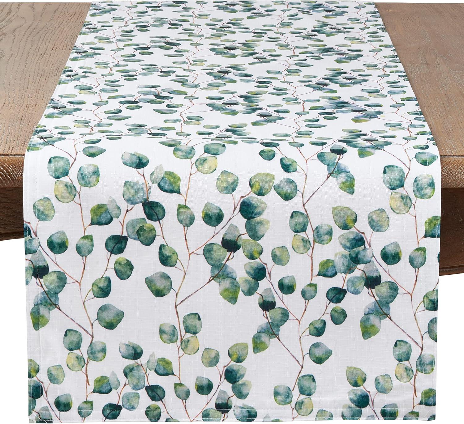 Saro Lifestyle Eucalyptus Leaf Design Table Runner