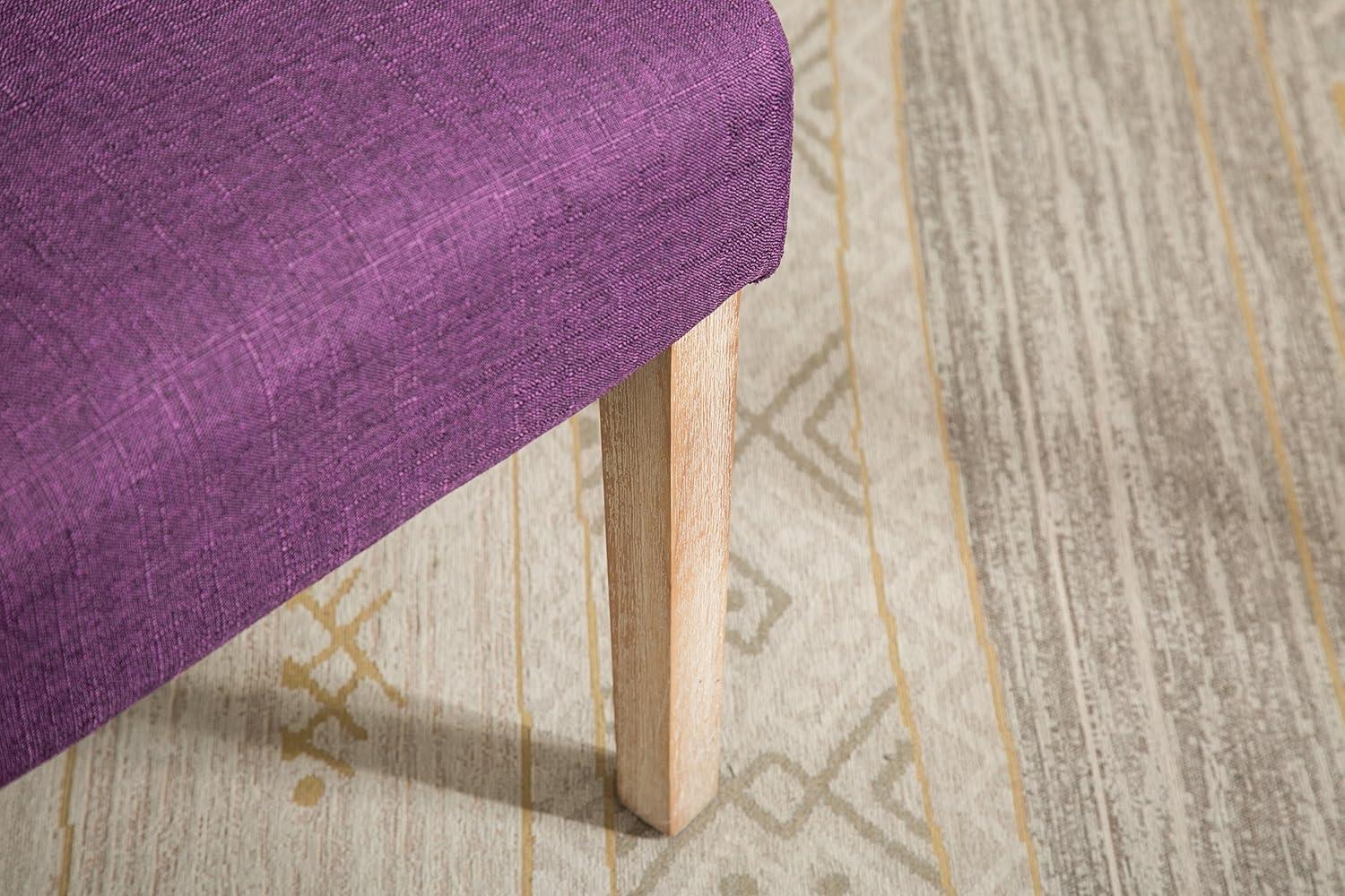 Roundhill Furniture Habit Solid Wood Tufted Parsons Dining Chair, Purple, Set of 2