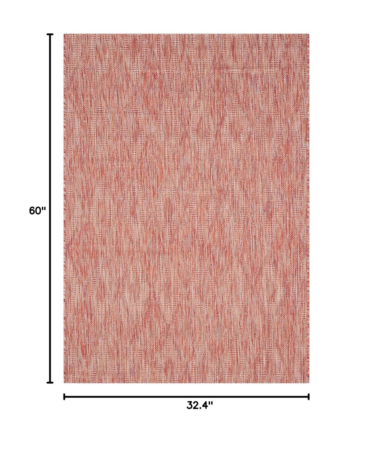 SAFAVIEH Courtyard Teodor Geometric Indoor/Outdoor Area Rug, Red/Red, 2'7" x 5'