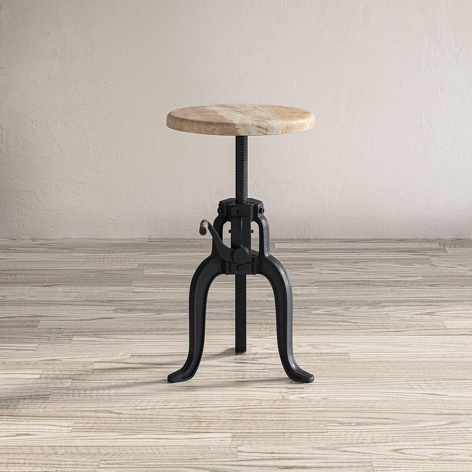 Jofran Global Archive Industrial Solid Wood and Iron Crank Table