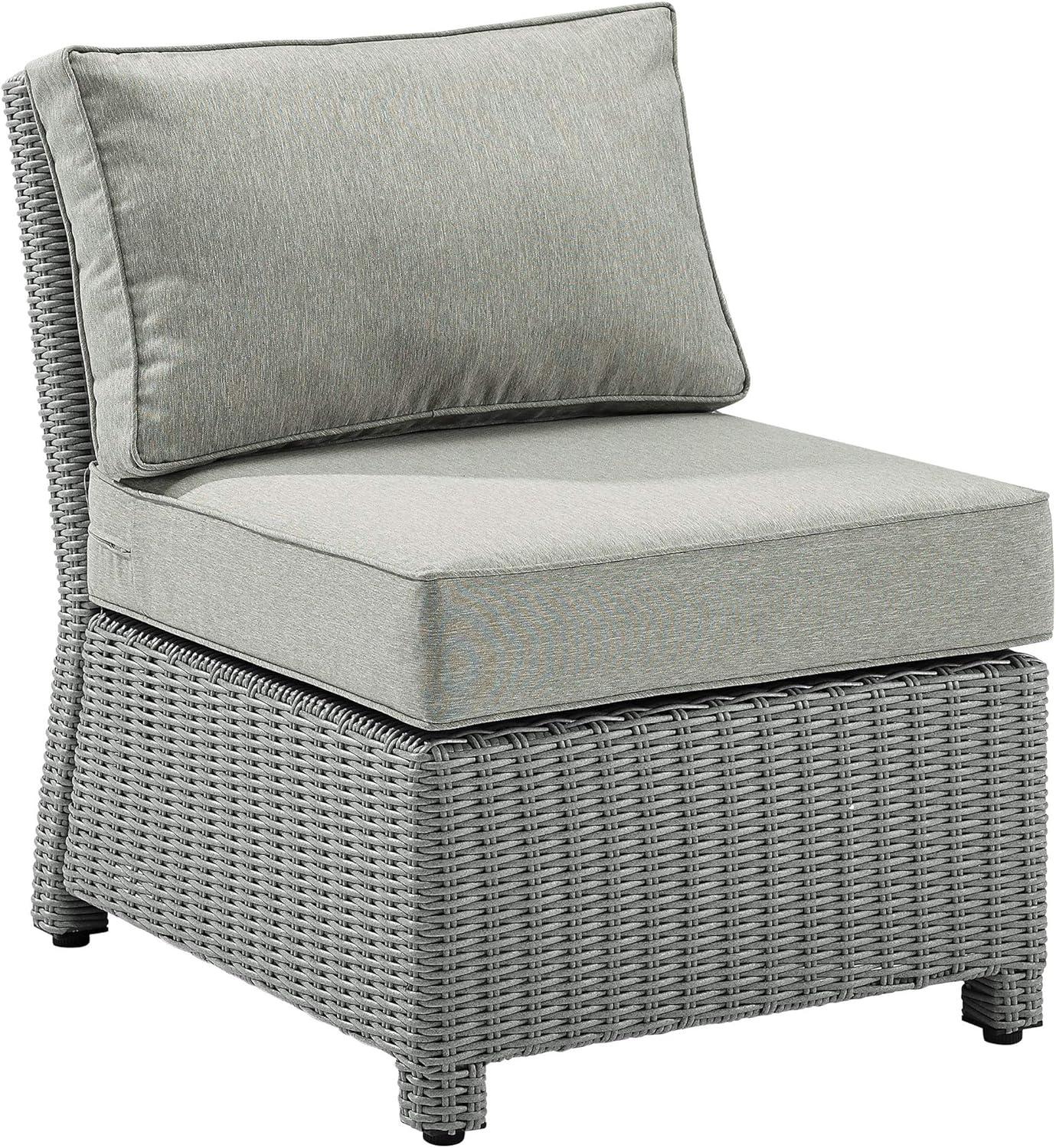 Crosley Bradenton Wicker Patio Armless Chair in Gray (Set of 2)