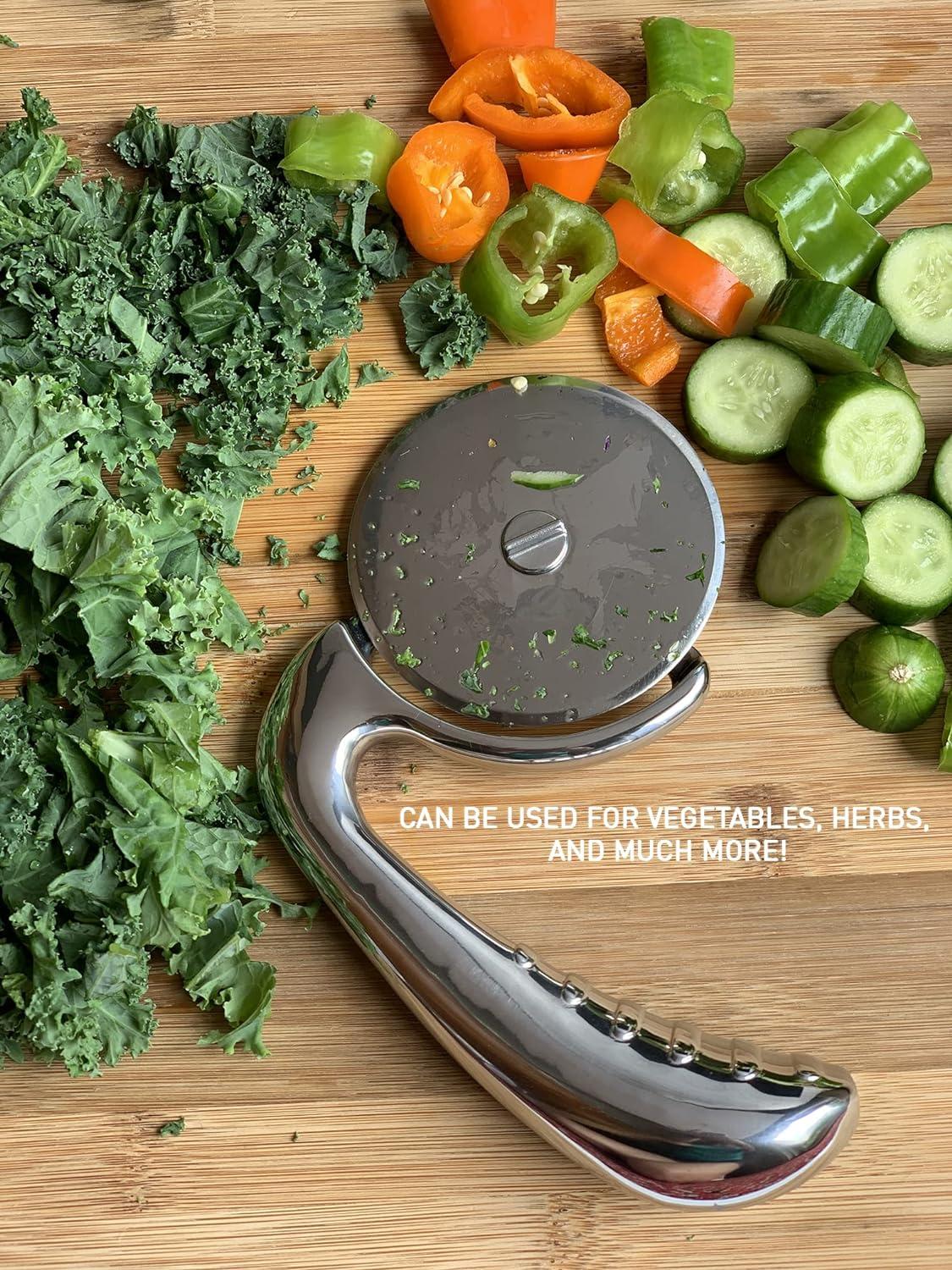 Ergonomic Stainless Steel Pizza Cutter Wheel with Curved Handle