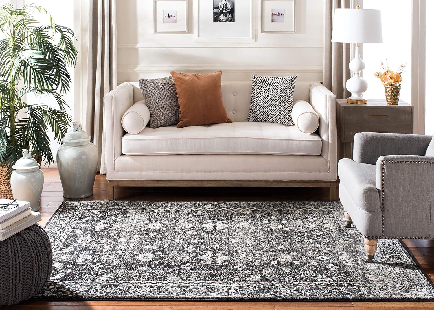 Evoke EVK270 Power Loomed Area Rug Charcoal / Ivory 5'-3" X 7'-6" - Safavieh.
