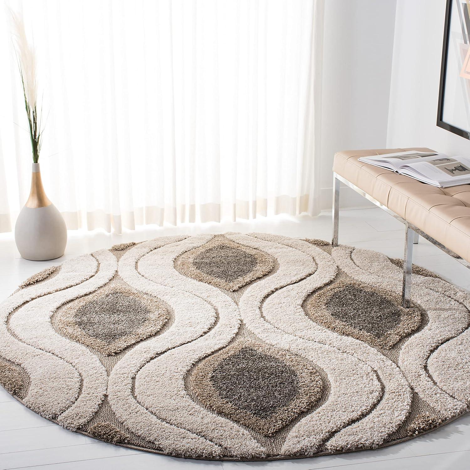 Florida Shag SG461 Power Loomed Indoor Accent Rug - Cream/Smoke - 2'3"x4' - Safavieh