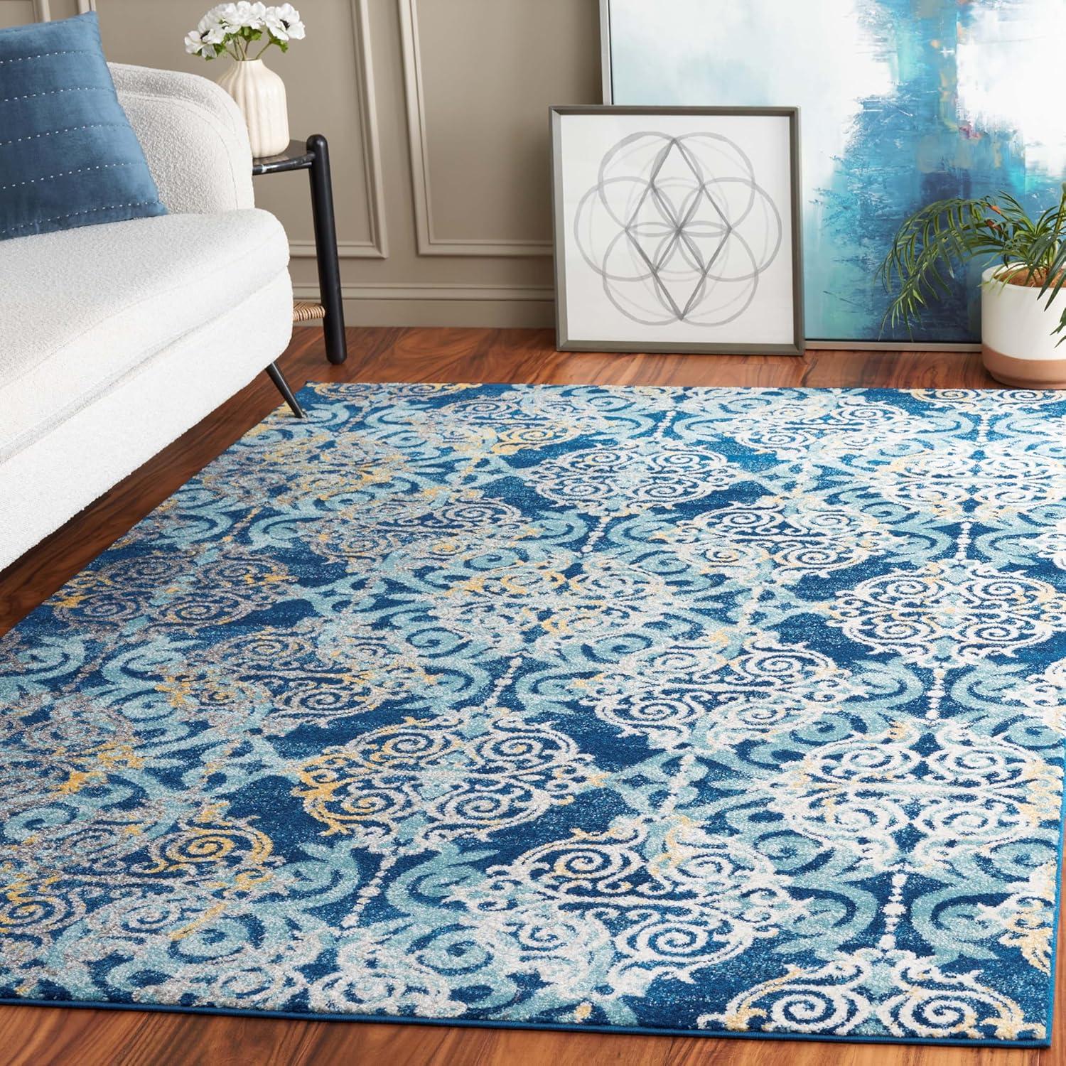 Evoke EVK230 Power Loomed Indoor Area Rug - Royal/Light Blue - 4'x6' - Safavieh