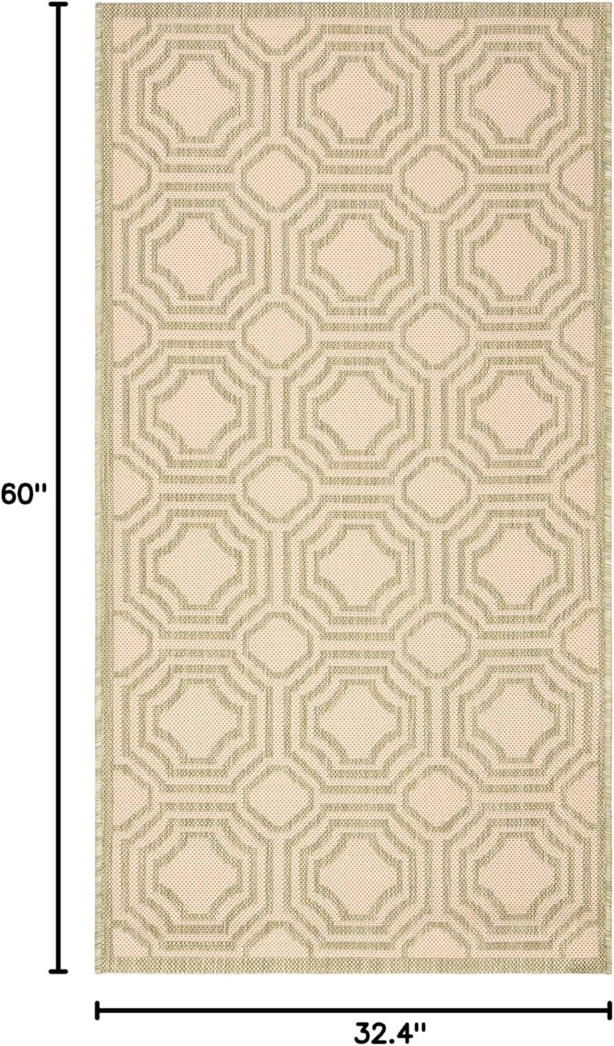 Courtyard CY6112 Power Loomed Indoor and Outdoor Accent Rug - Beige/Sweet Pea - 2'7"x5' - Safavieh