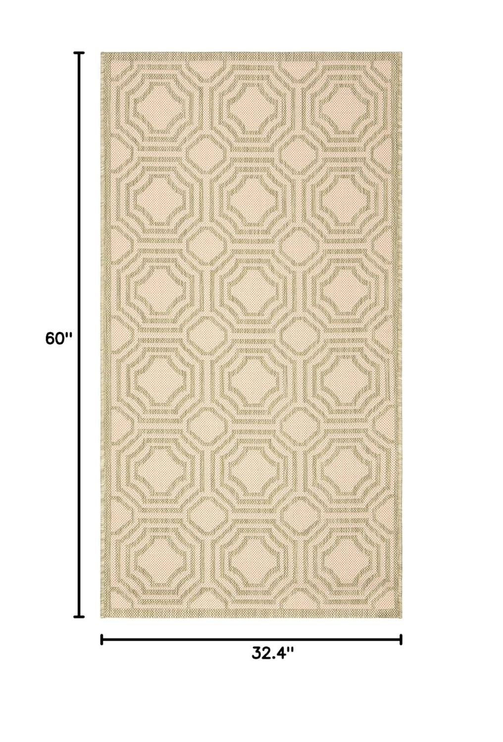 Courtyard CY6112 Power Loomed Indoor and Outdoor Accent Rug - Beige/Sweet Pea - 2'7"x5' - Safavieh