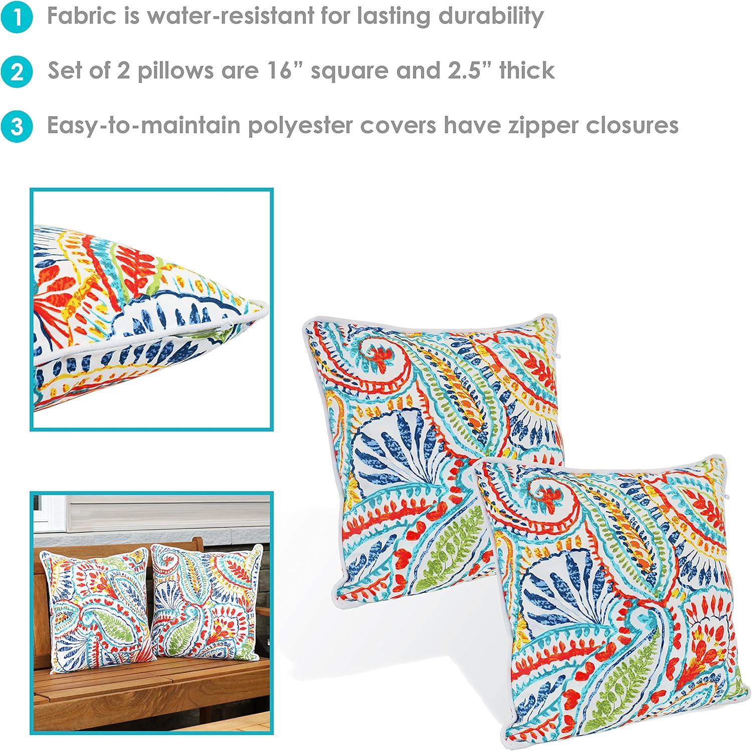 16" x 16" Polyester Square Outdoor Throw Pillows (Set of 2)