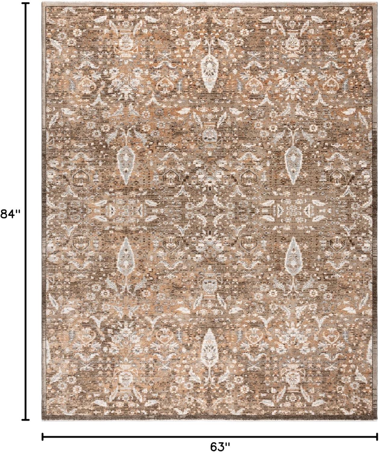 Gavi Brown and Beige Rectangular Synthetic Area Rug 9' x 12'