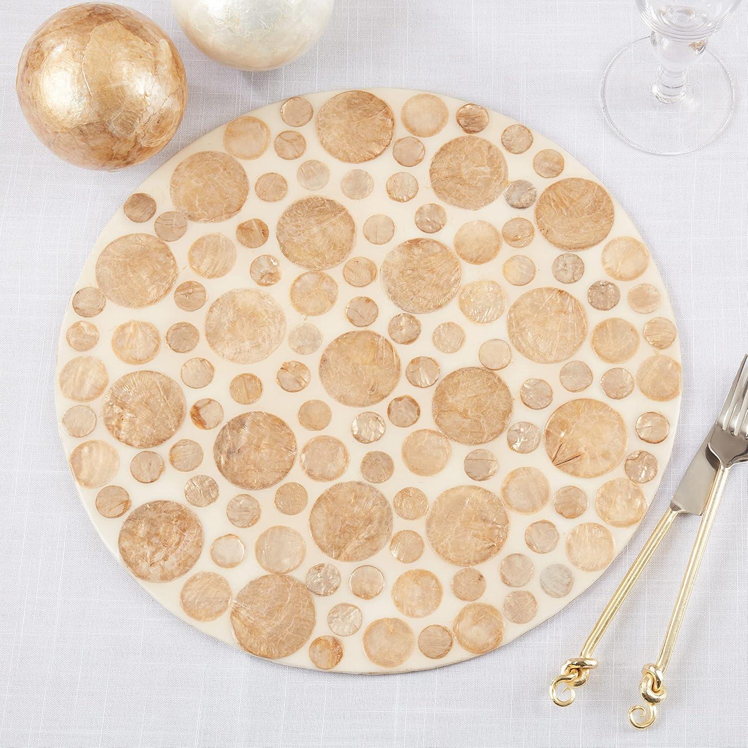 Talaria 50% Capiz Shell - 50% Resin No Pattern Round Placemat